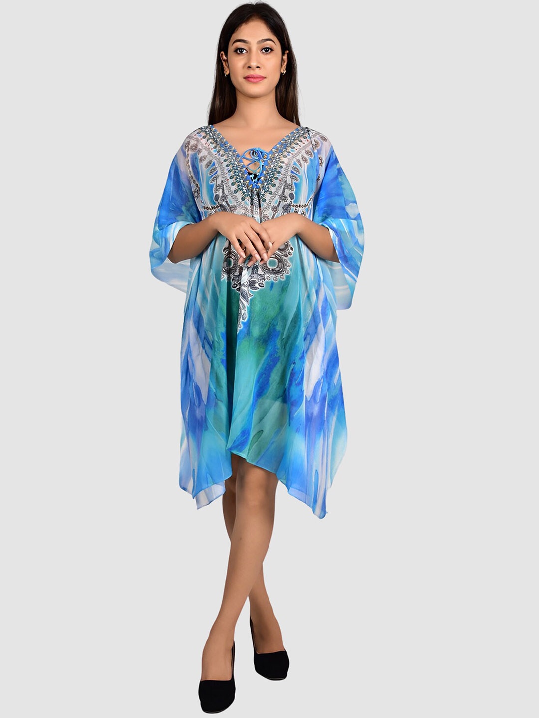

Rajoria Instyle Designer Women Printed Cover up Dress, Blue