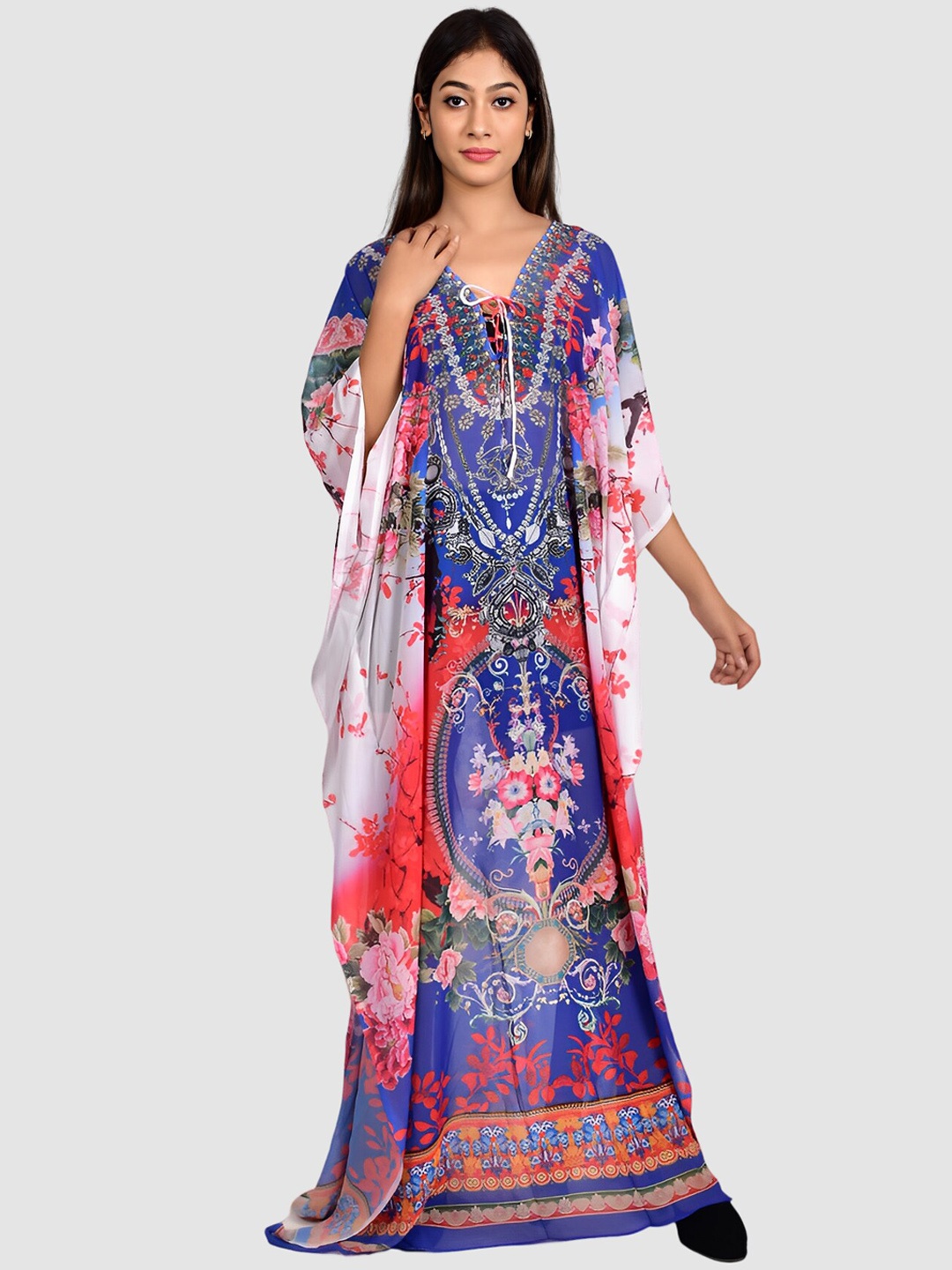 

Rajoria Instyle Women Abstract Print Kaftan Style Cover-up Swimwear Dress, White