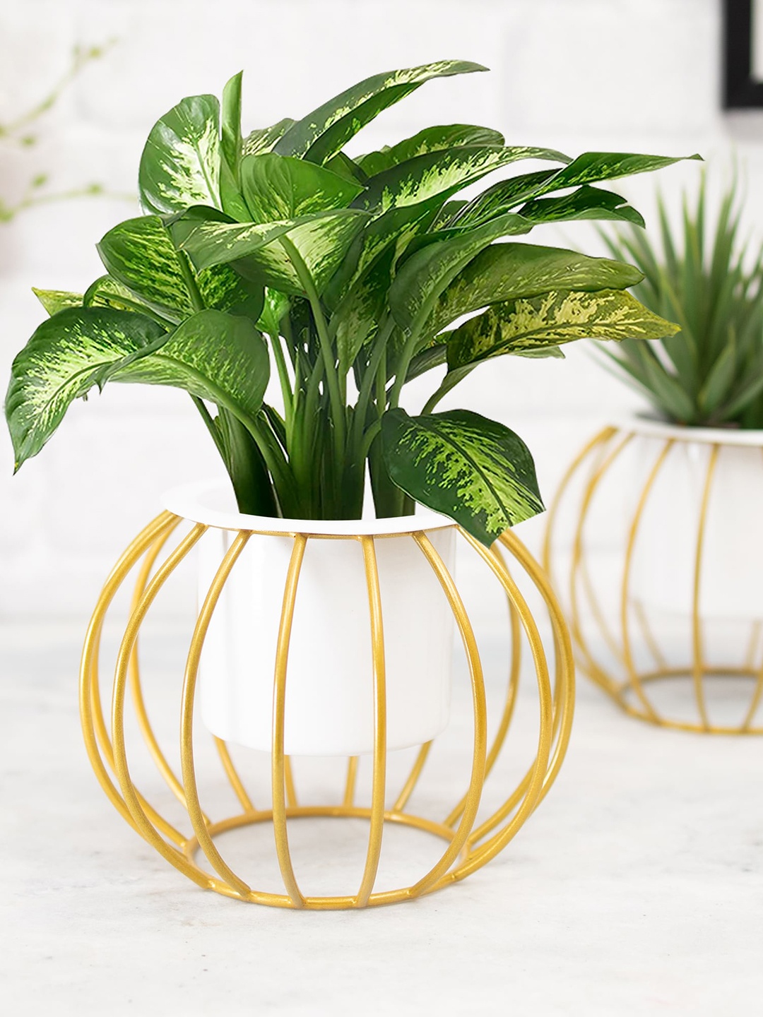 

Homesake Set Of 2 Metal Stand With Planter, Gold
