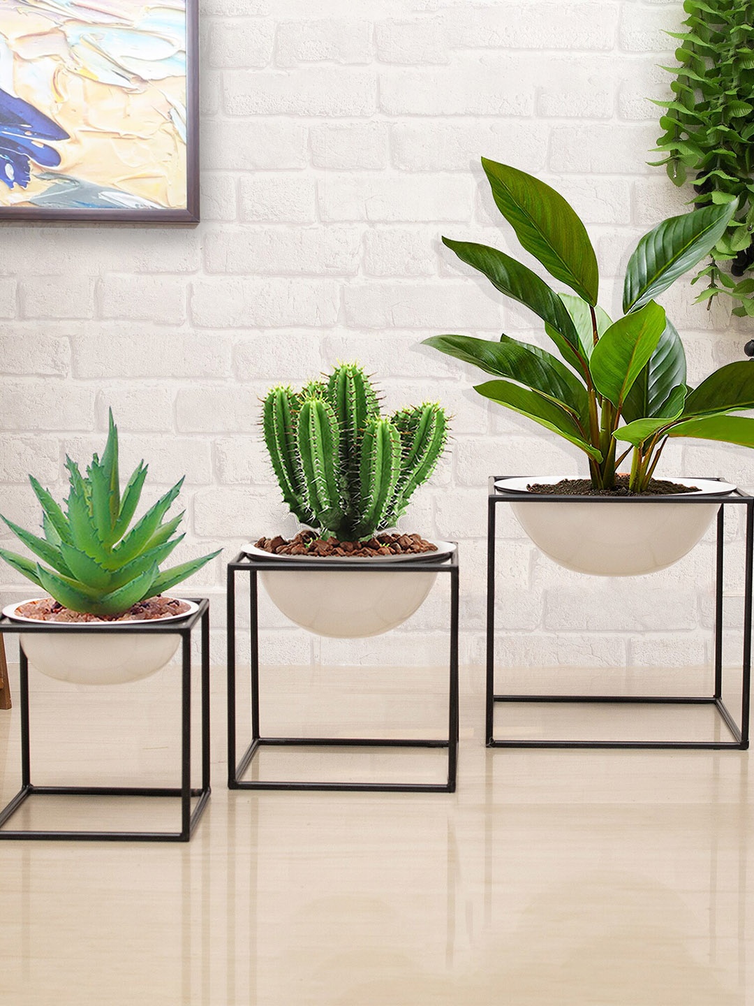 

Homesake Set Of 3 Cube Planters, Black