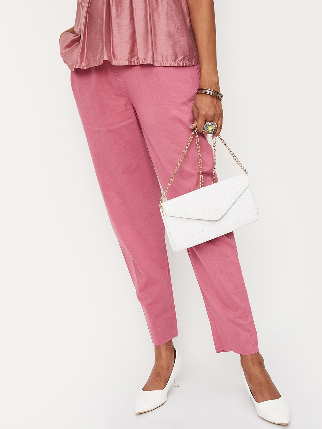 

max Women Cotton Regular Trouser, Coral