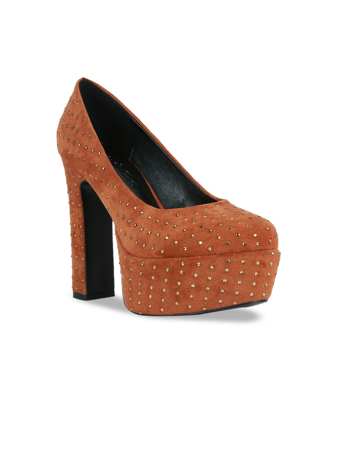 RAG & CO Women Embellished Suede Party Platform Pumps, Tan