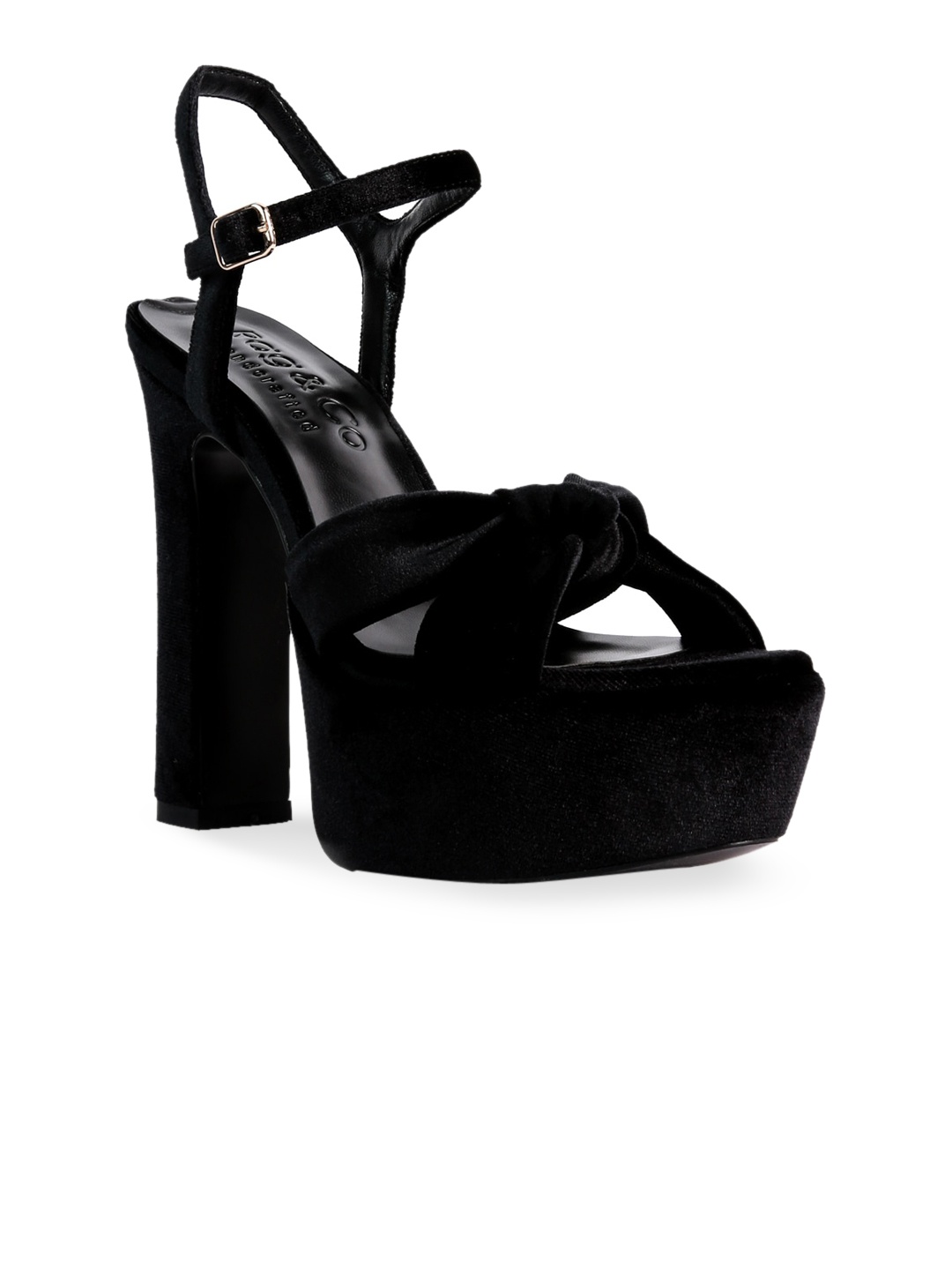 

RAG & CO Women Velvet Party Platform Heels, Black
