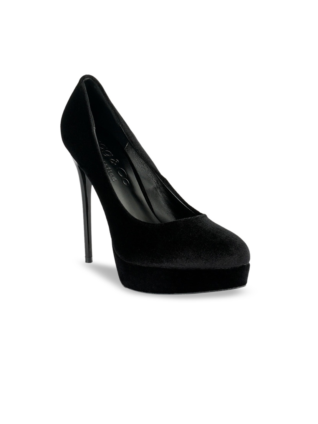 

RAG & CO Velvet Stiletto Pumps, Black