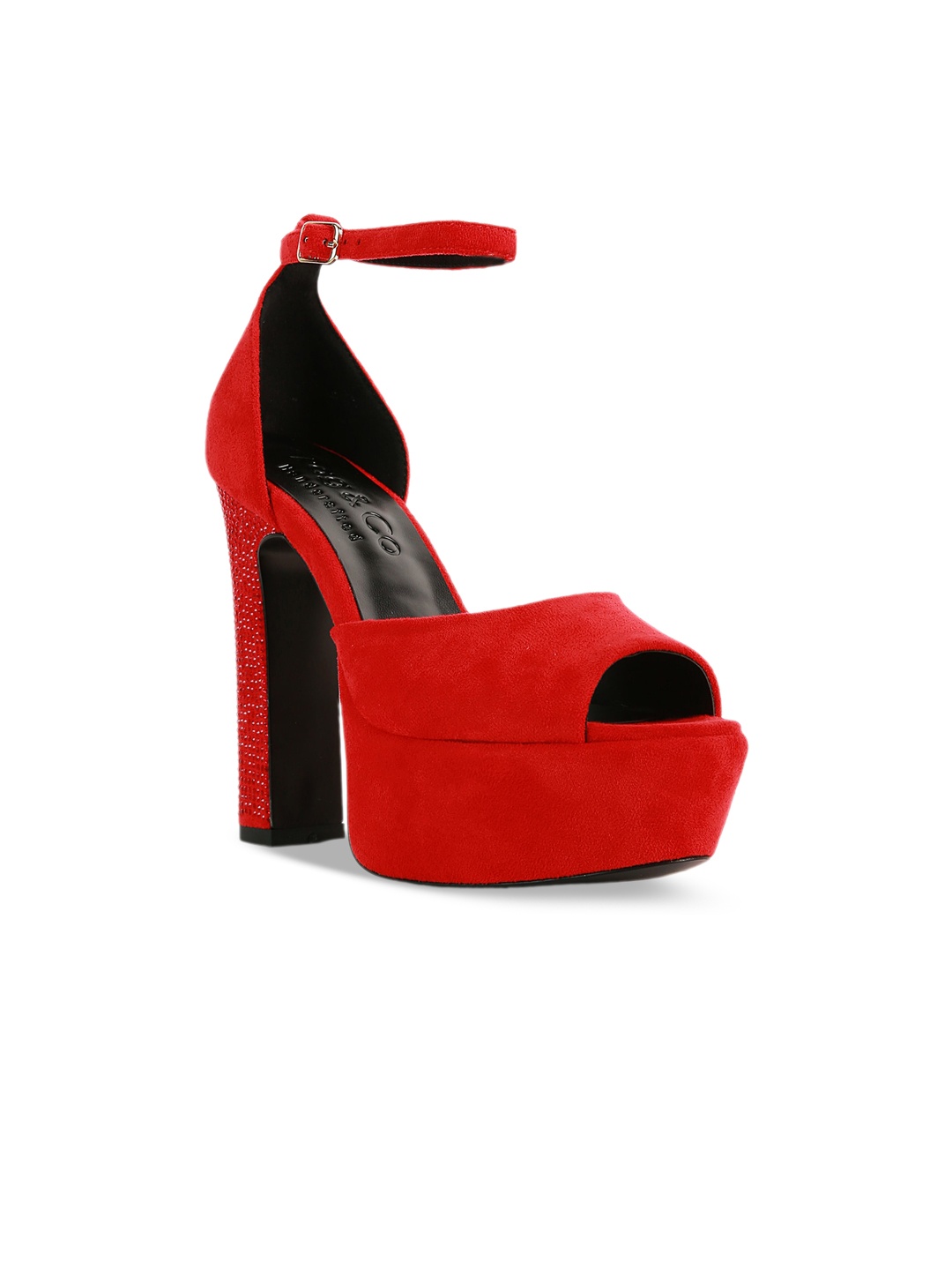 

RAG & CO Women Suede Party Platform Peep Toes, Red