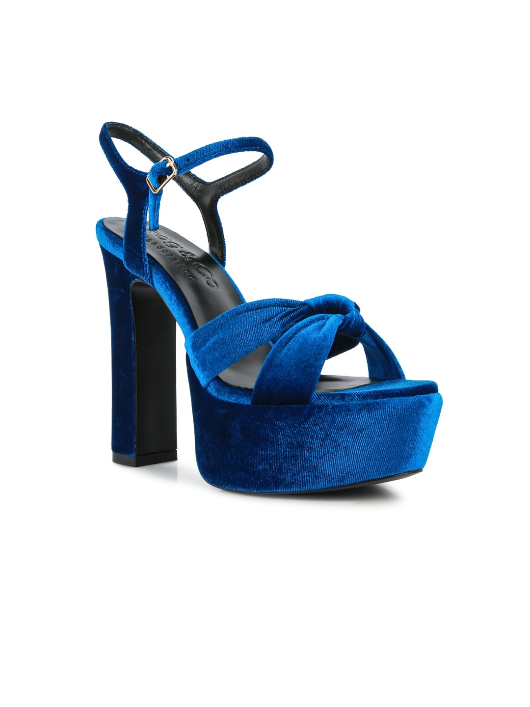 

RAG & CO Women Velvet Party Platform Heels, Blue