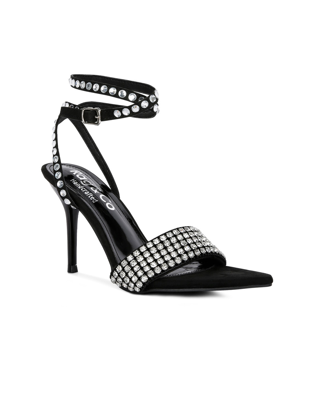 

RAG & CO Embellished Suede Party Heels, Black
