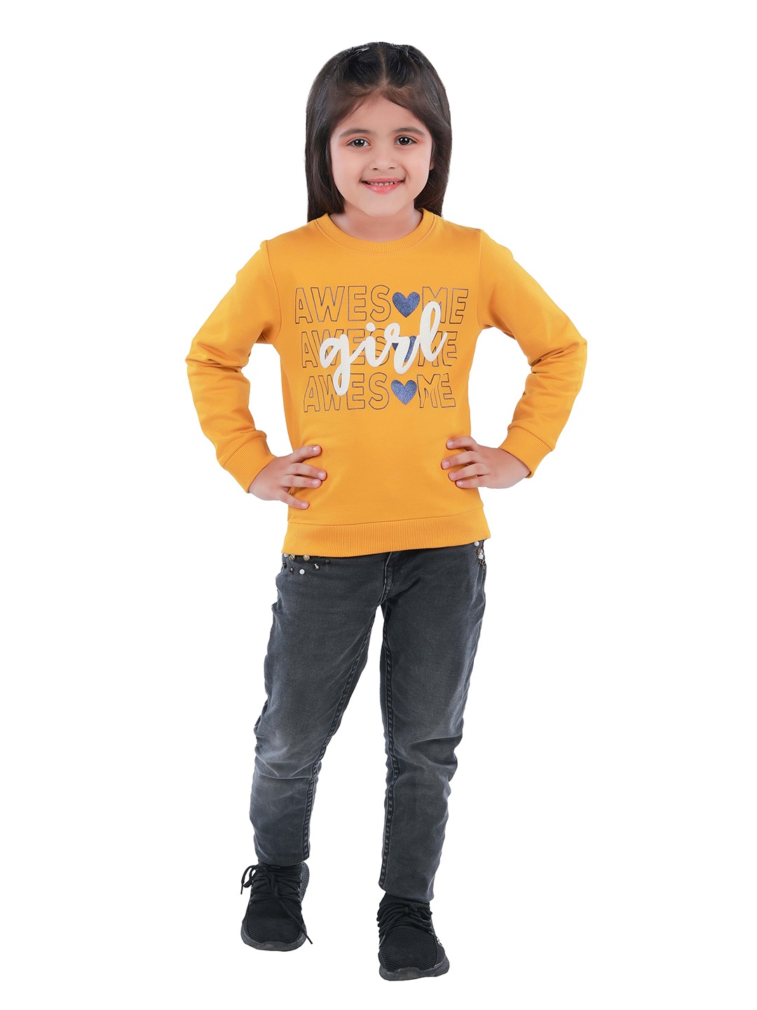 

3PIN Girls Mustard Printed Sweatshirt