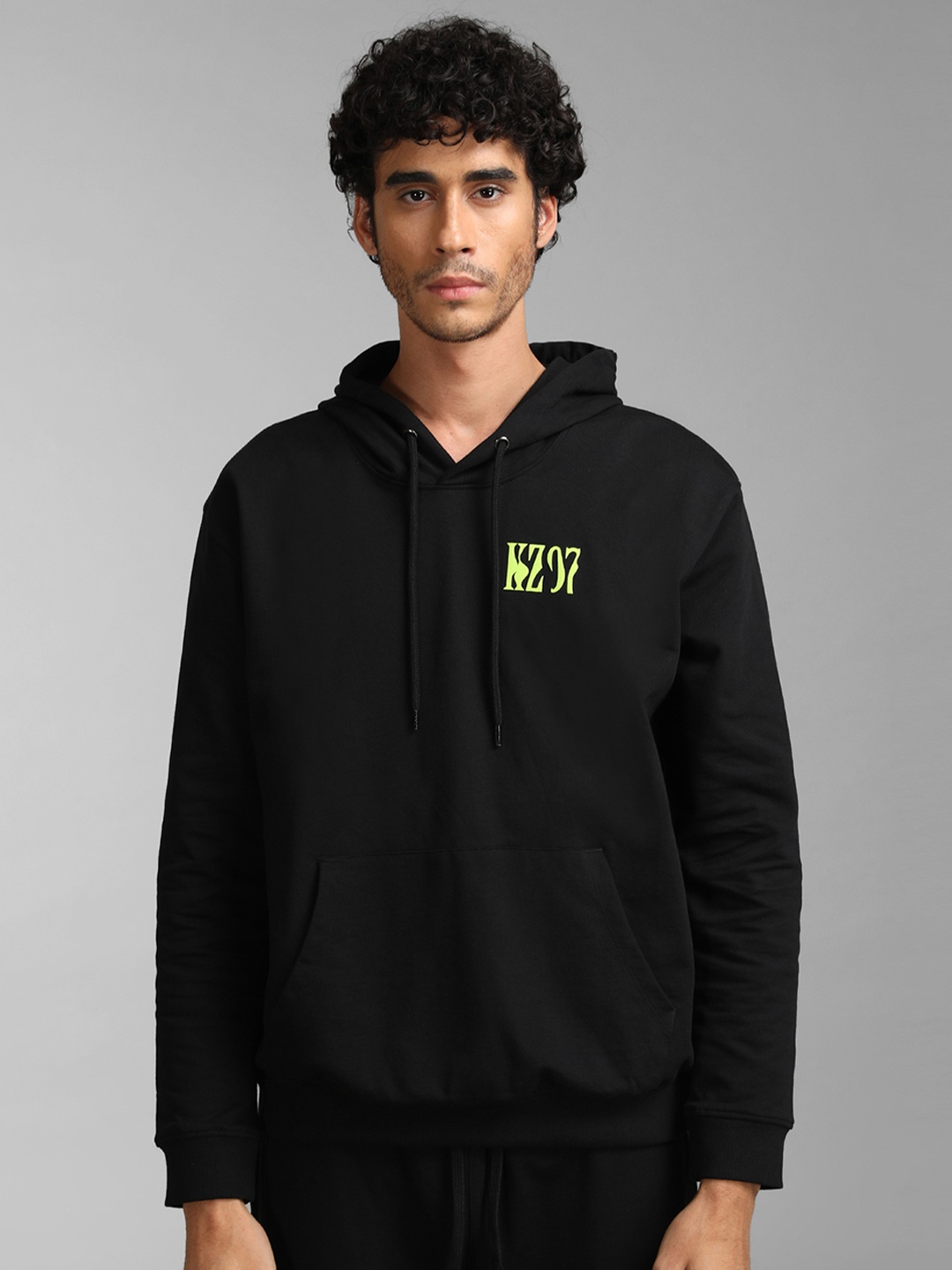 

KZ07 By Kazo Hooded Cotton Sweatshirt, Black