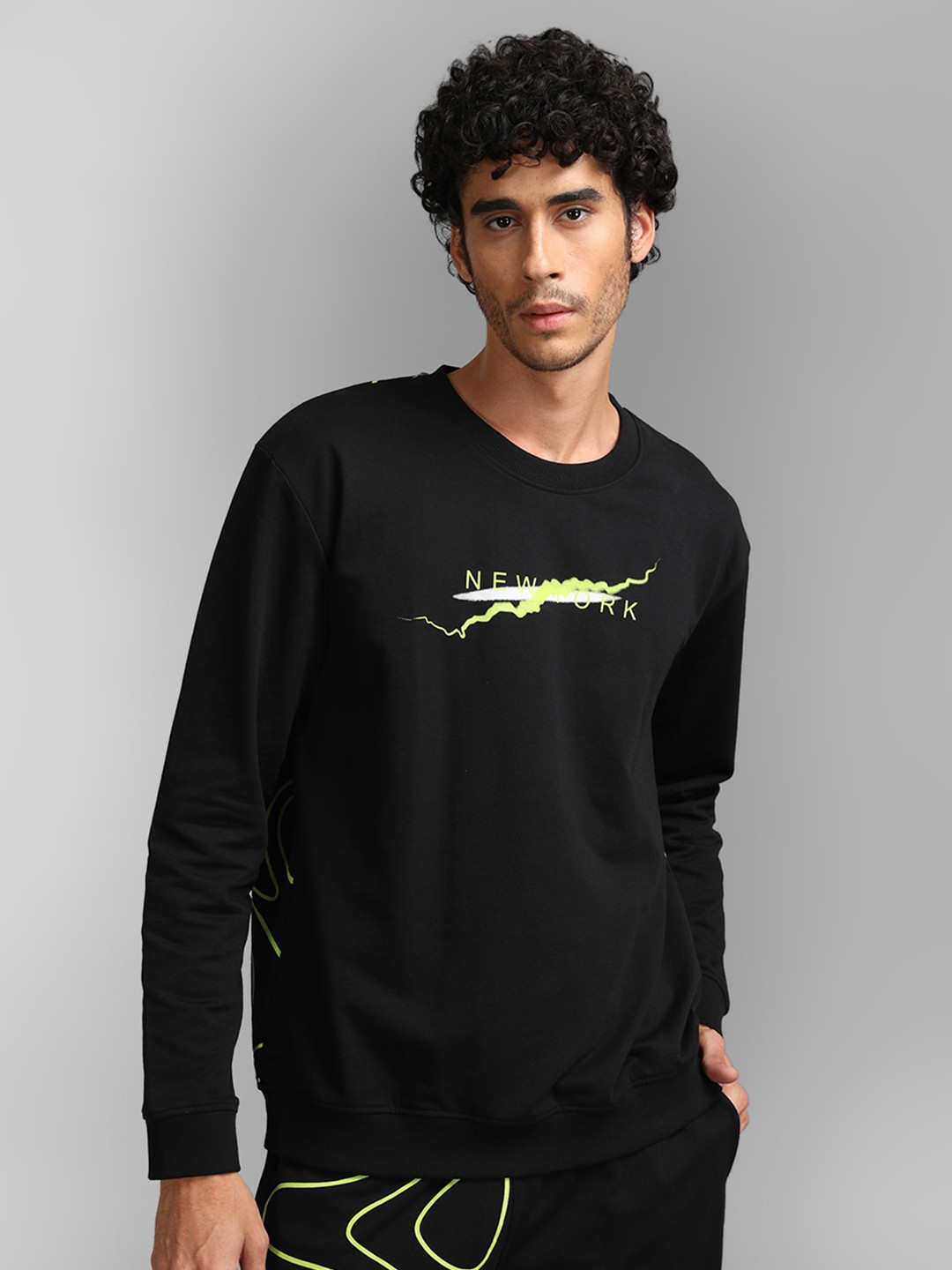 

KZ07 By Kazo Printed Cotton Sweatshirt, Black