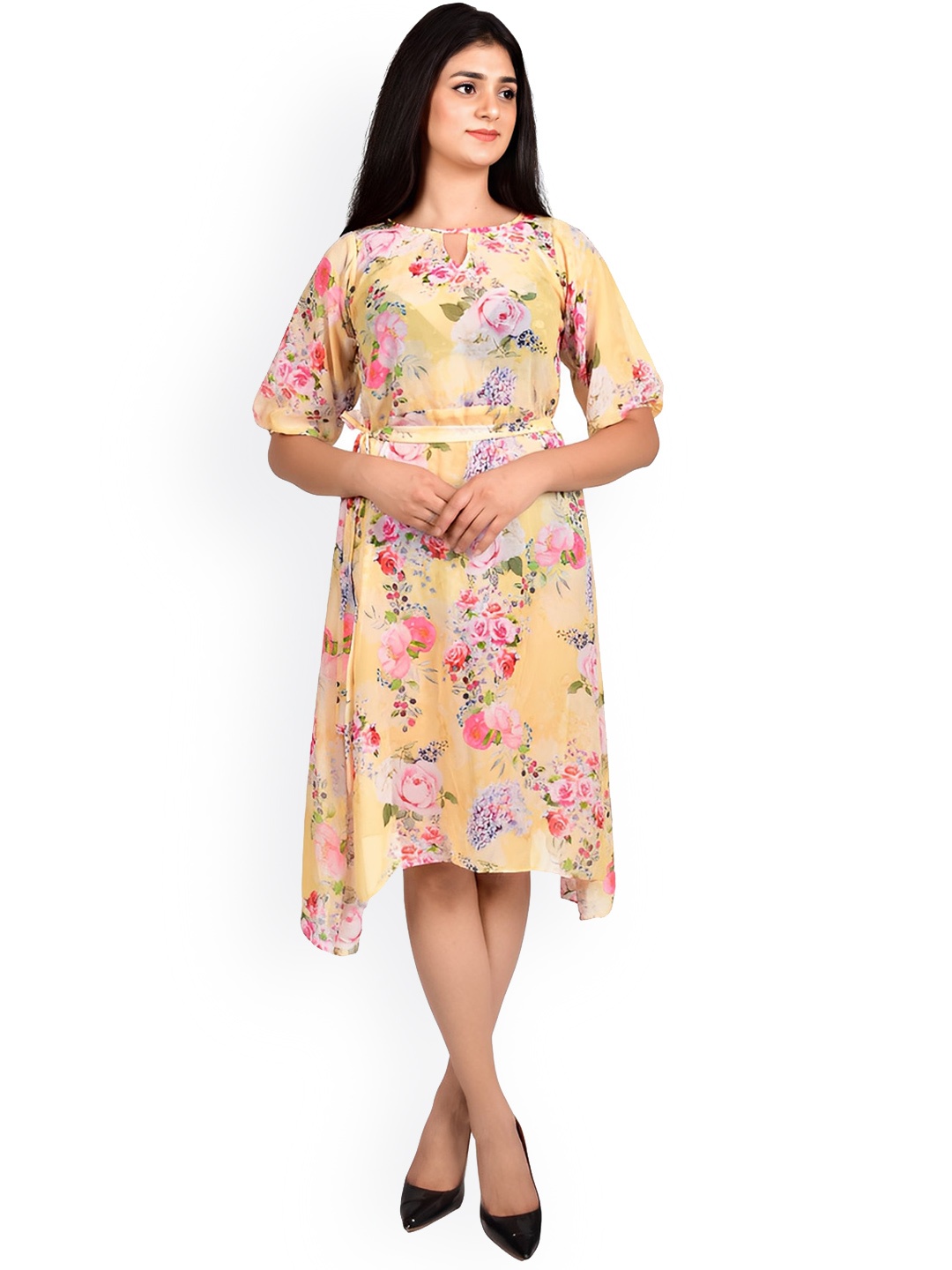 

Rajoria Instyle Plus Size Women Printed Coverup Dress, Yellow