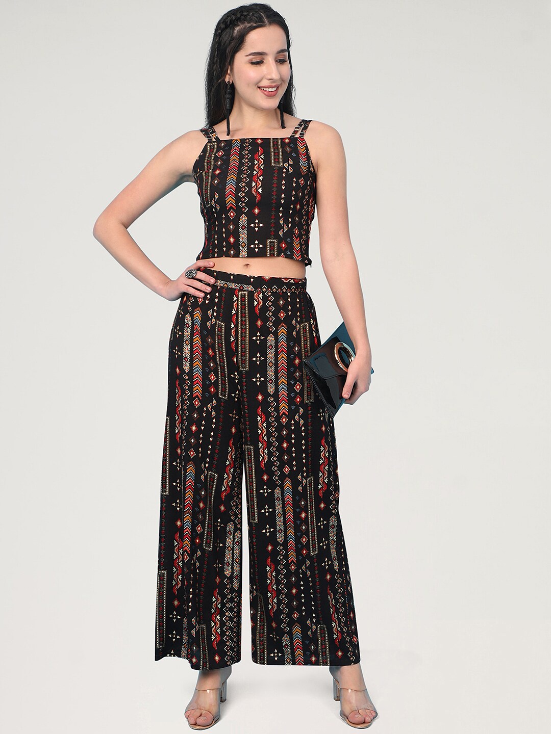 

J Turritopsis Women Printed Co-Ords, Black