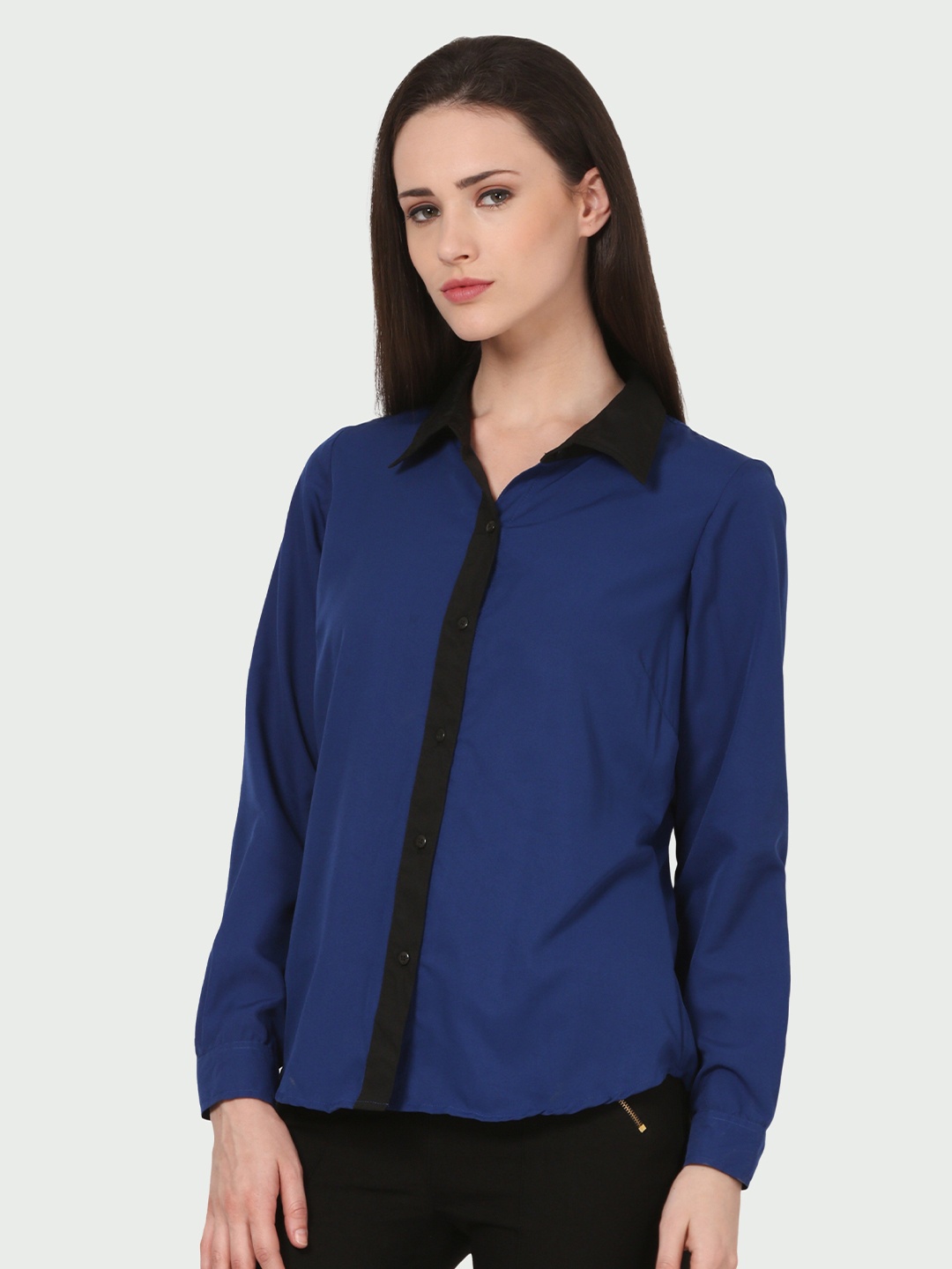 

shashvi Women Slim Fit Casual Shirt, Navy blue