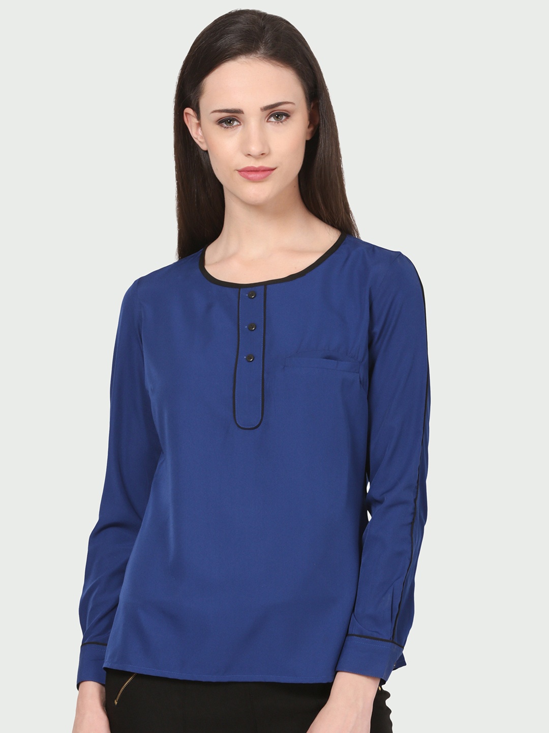 

shashvi Monochrome Crepe Top, Navy blue