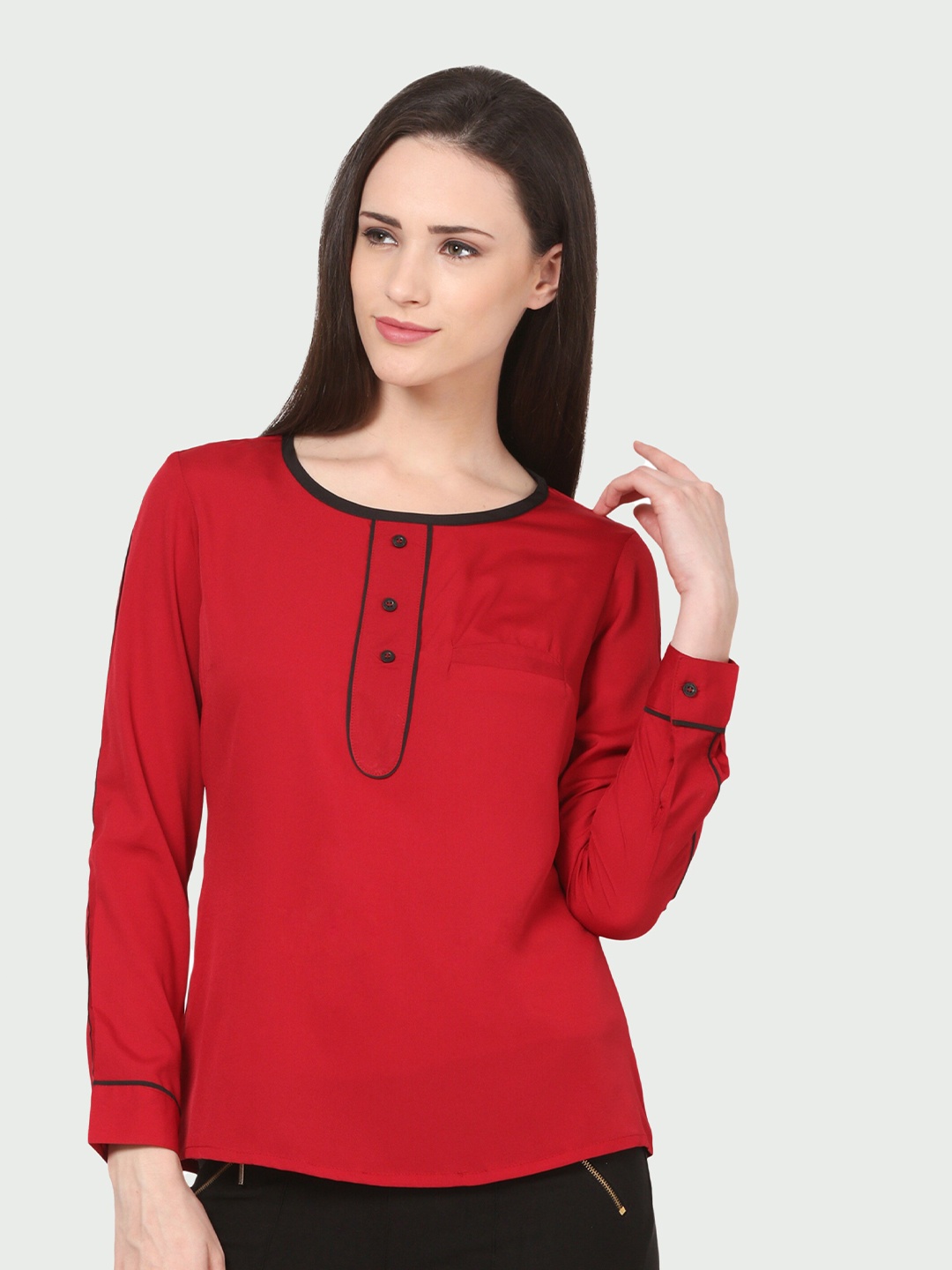 

shashvi Maroon Monochrome Crepe Top