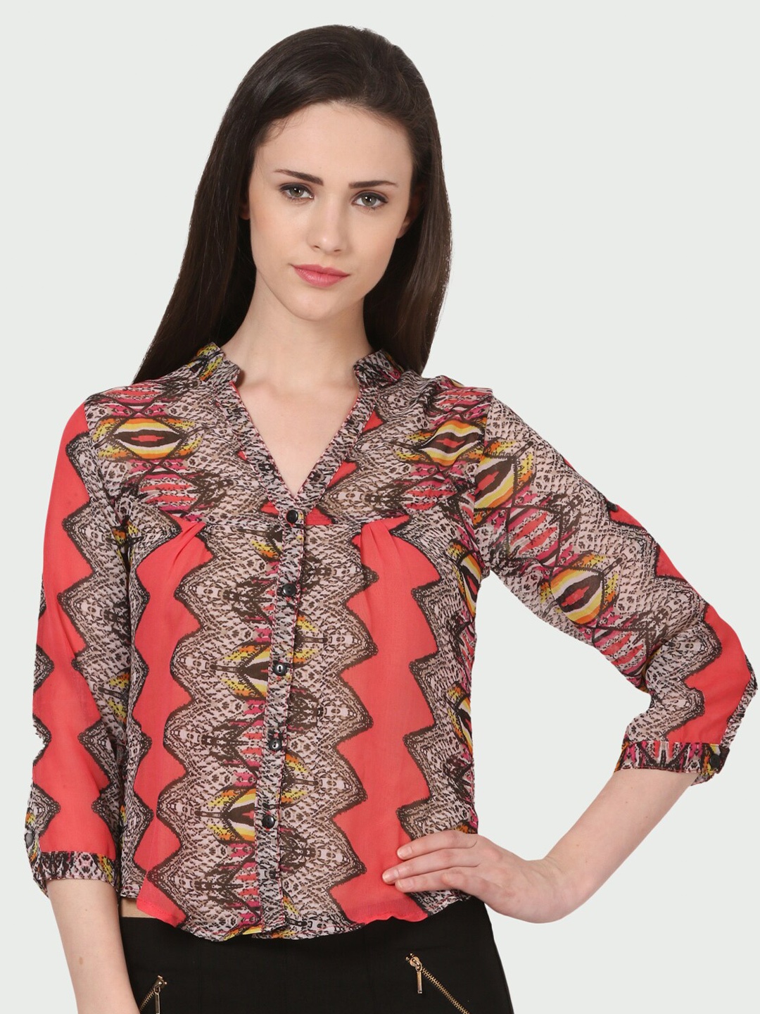 

shashvi Women Printed Casual Shirt, Coral