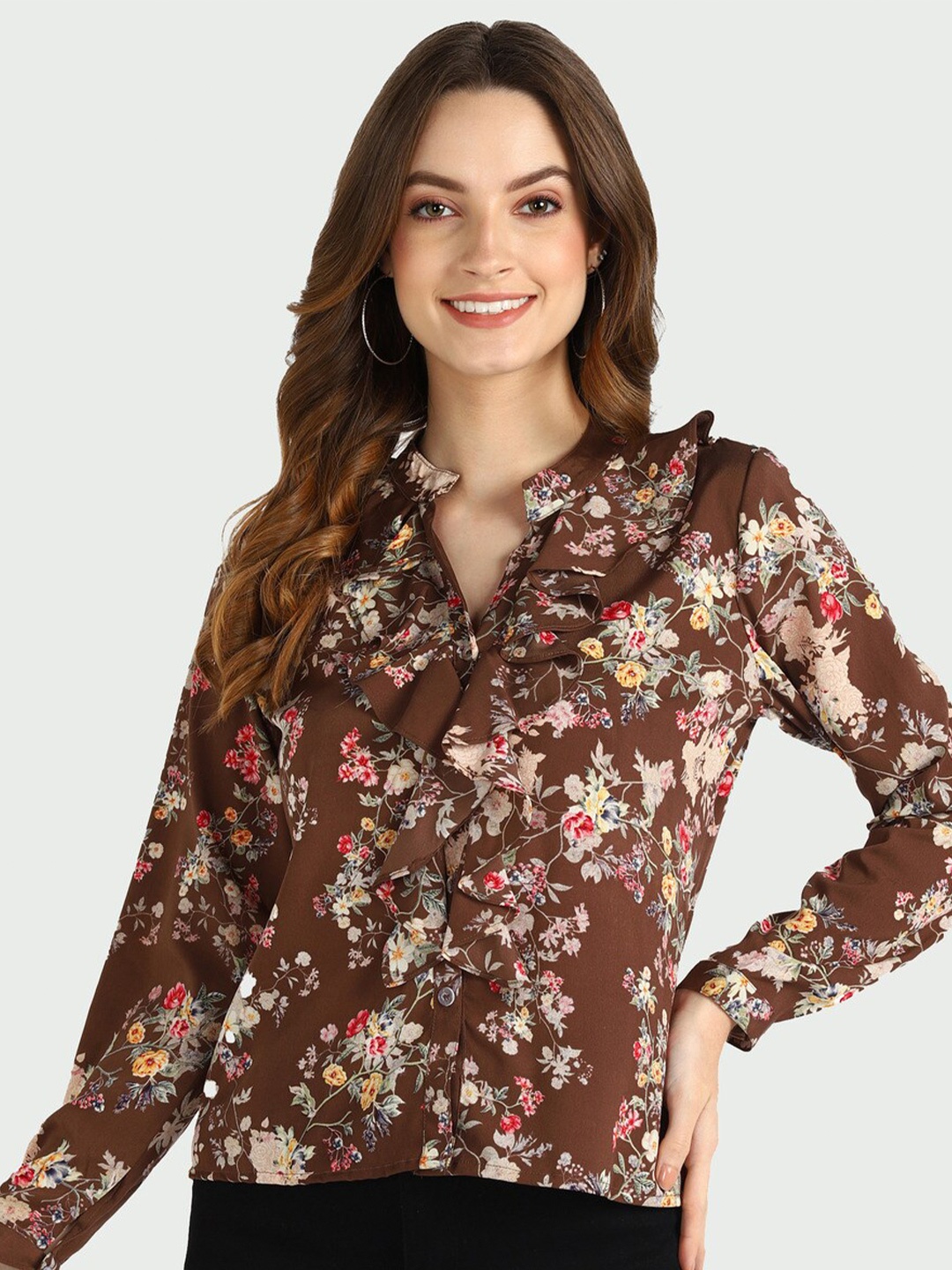 

shashvi Women Floral Printed Casual Shirt, Brown