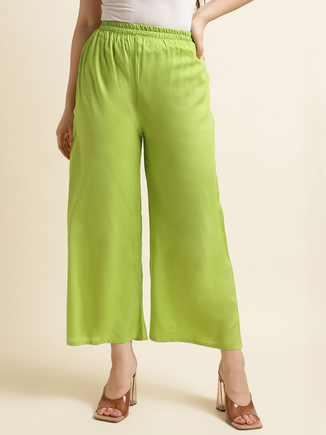 

Fabclub Women Wide Leg Palazzos, Green