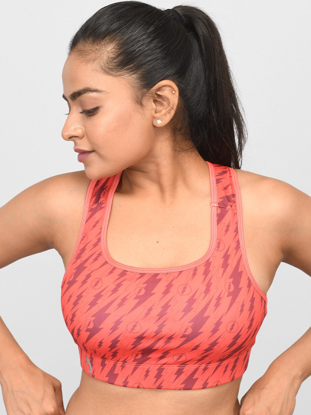 

Athlizur The Flash Camouflage Printed Racerback Sports Bra, Red