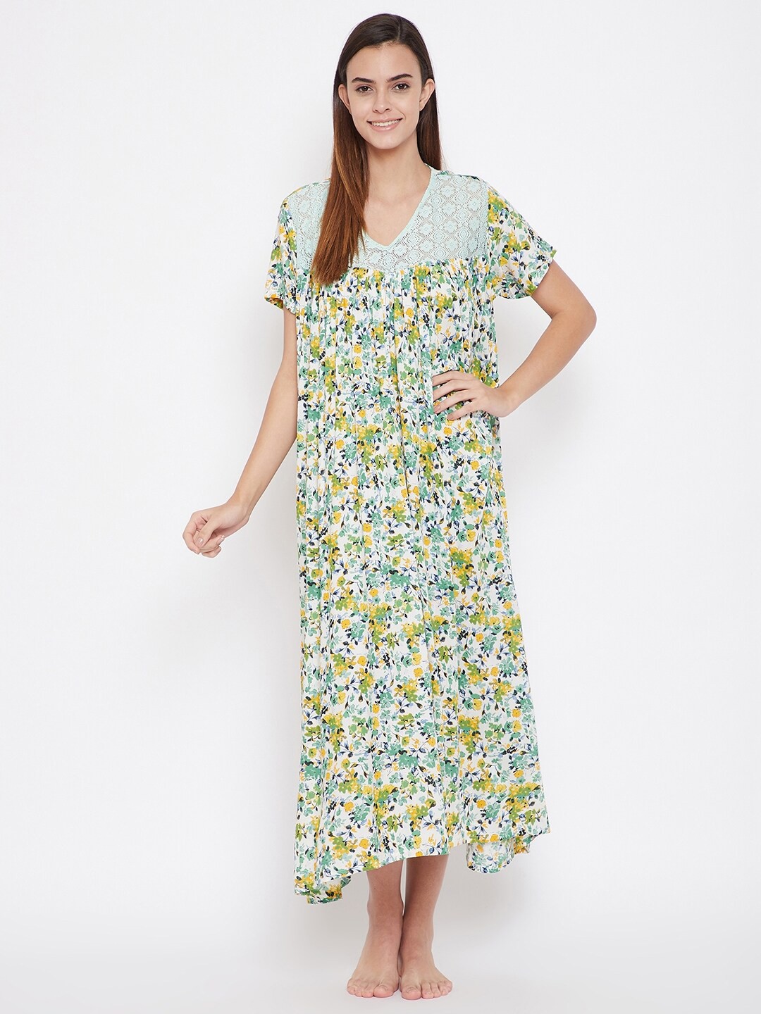 

The Kaftan Company Printed Maxi Nightdress, White