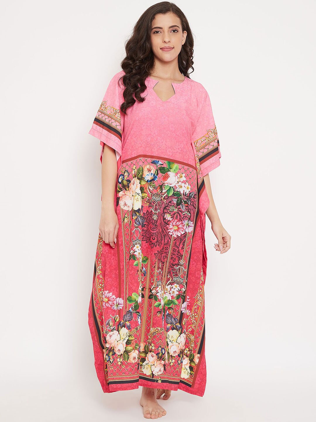 

The Kaftan Company Printed Maxi Nightdress, Pink