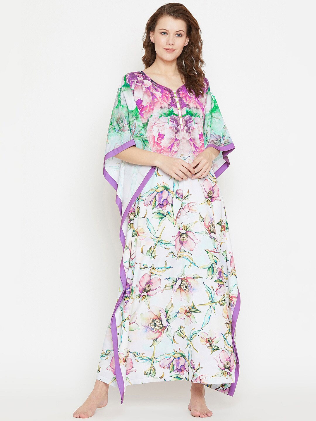 

The Kaftan Company Printed Maxi Nightdress, White