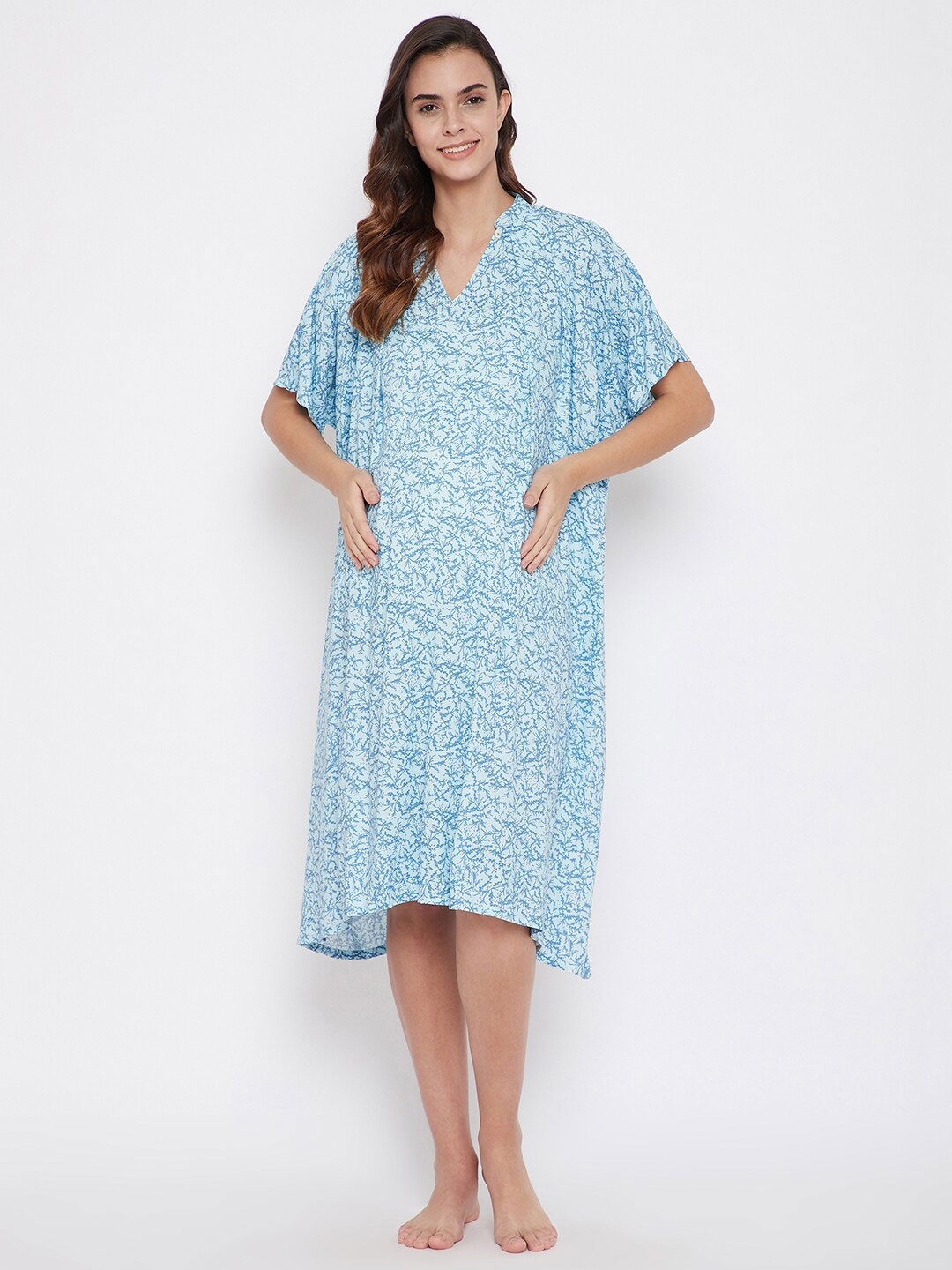 

The Kaftan Company Printed Nightdress, Blue