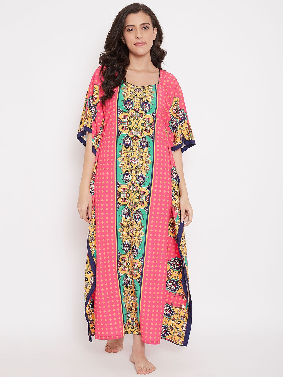 

The Kaftan Company Printed Maxi Nightdress, Pink
