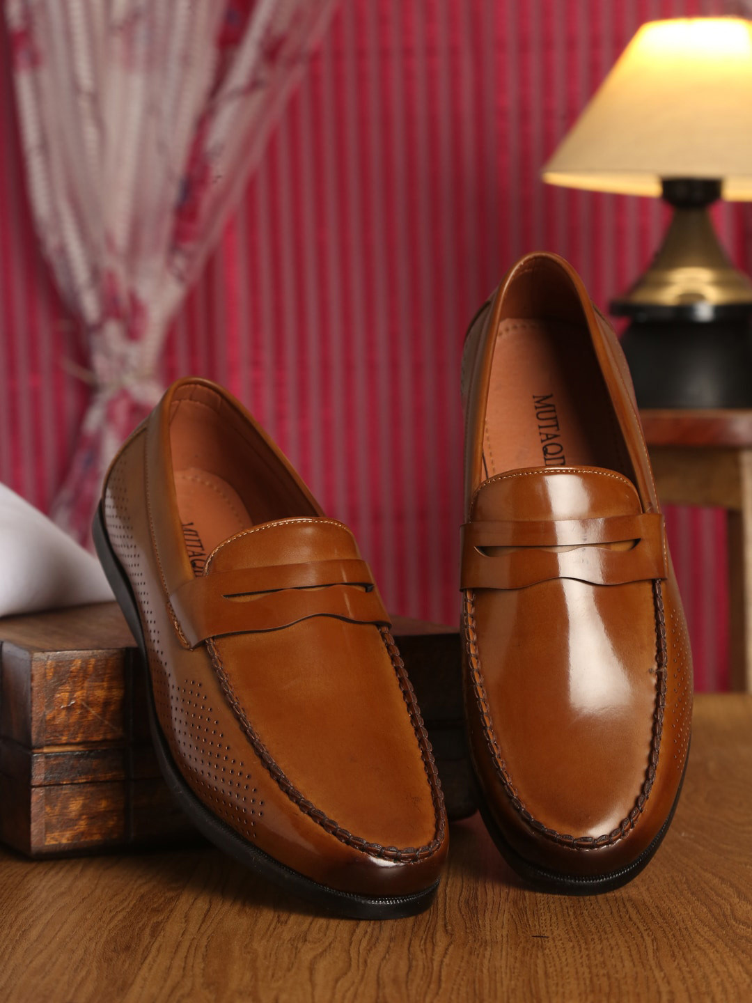 

MUTAQINOTI Men Lightweight Formal Loafers, Brown