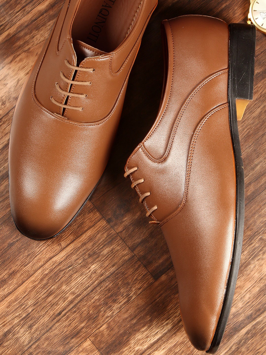 

MUTAQINOTI Men Formal Derbys, Tan