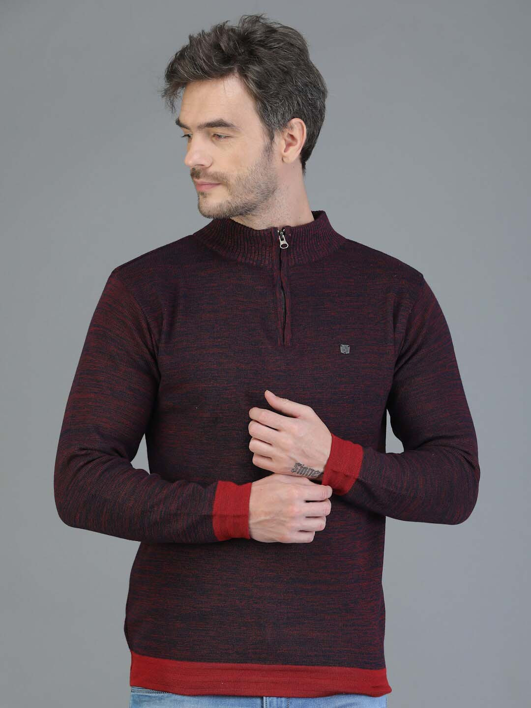

TQS Men Wool Pullover Sweater, Purple