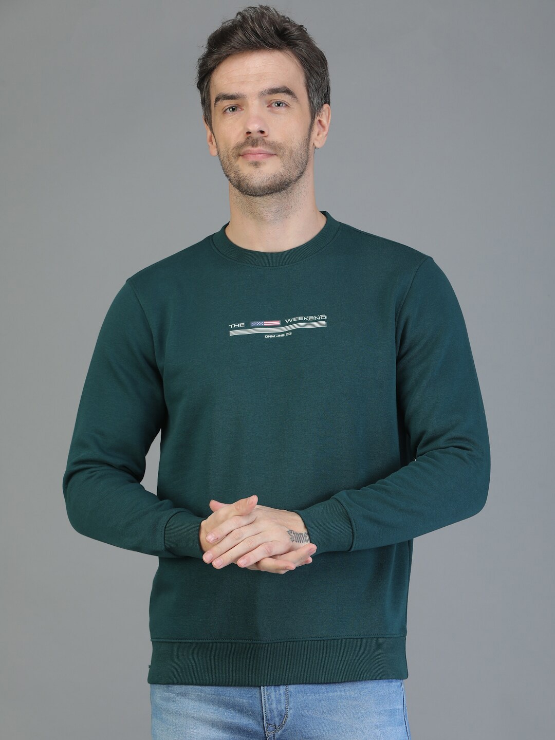 

TQS Round Neck Cotton Sweatshirt, Teal
