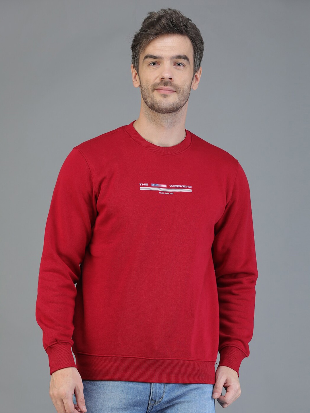 

TQS Men Maroon Cotton Sweatshirt