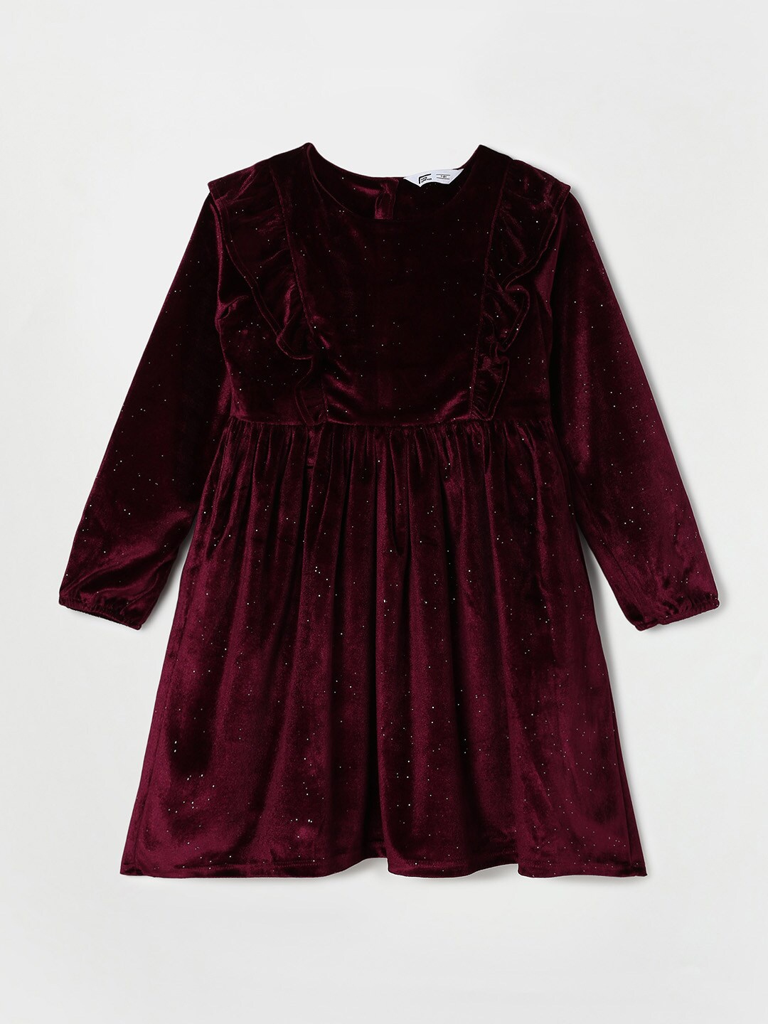 

Fame Forever by Lifestyle Round Neck Flared Dress, Maroon
