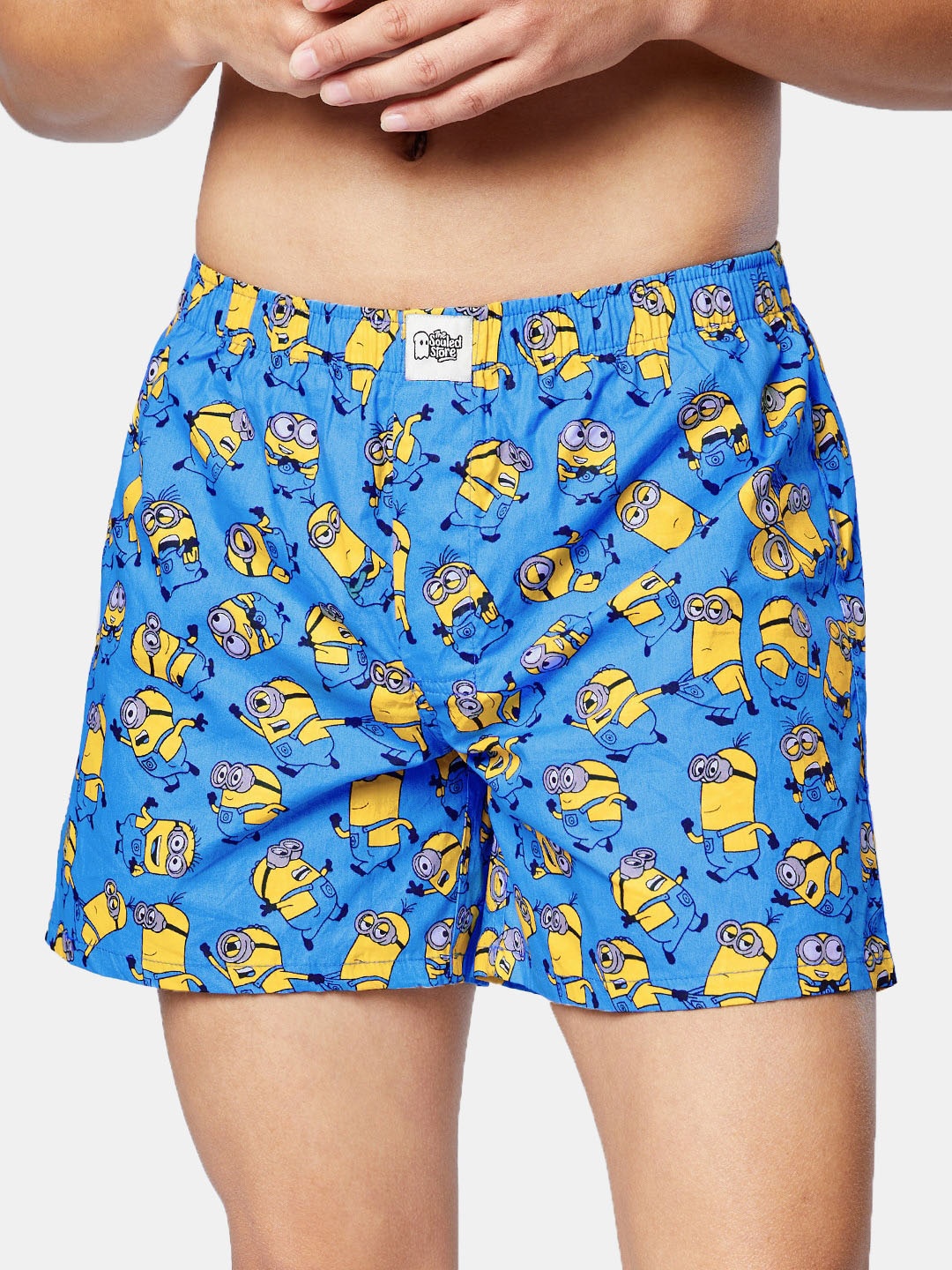 The Souled Store Men Conversational Printed Cotton Shorts, Blue