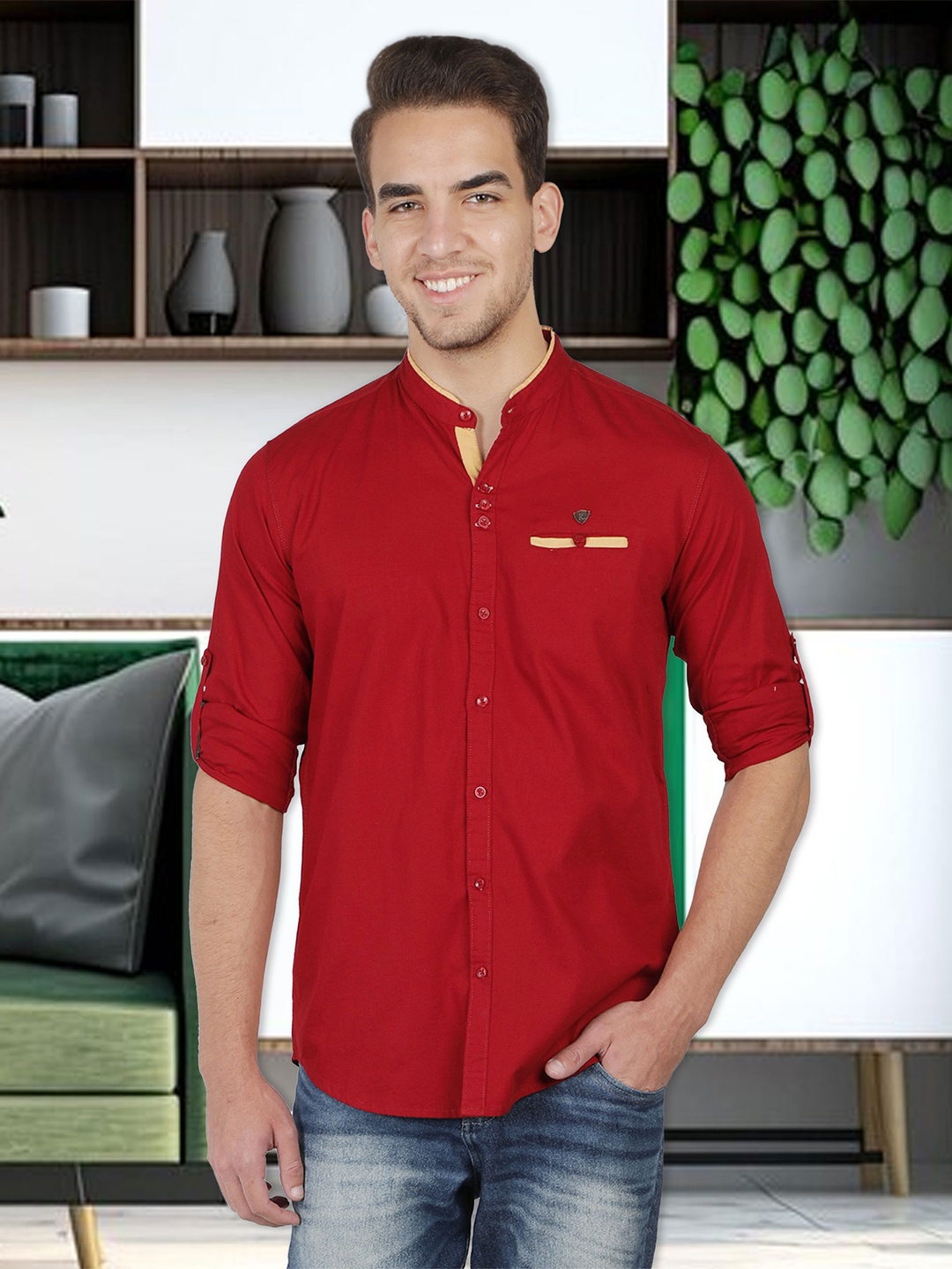 

Kuons Avenue Men Smart Slim Fit Cotton Casual Shirt, Maroon