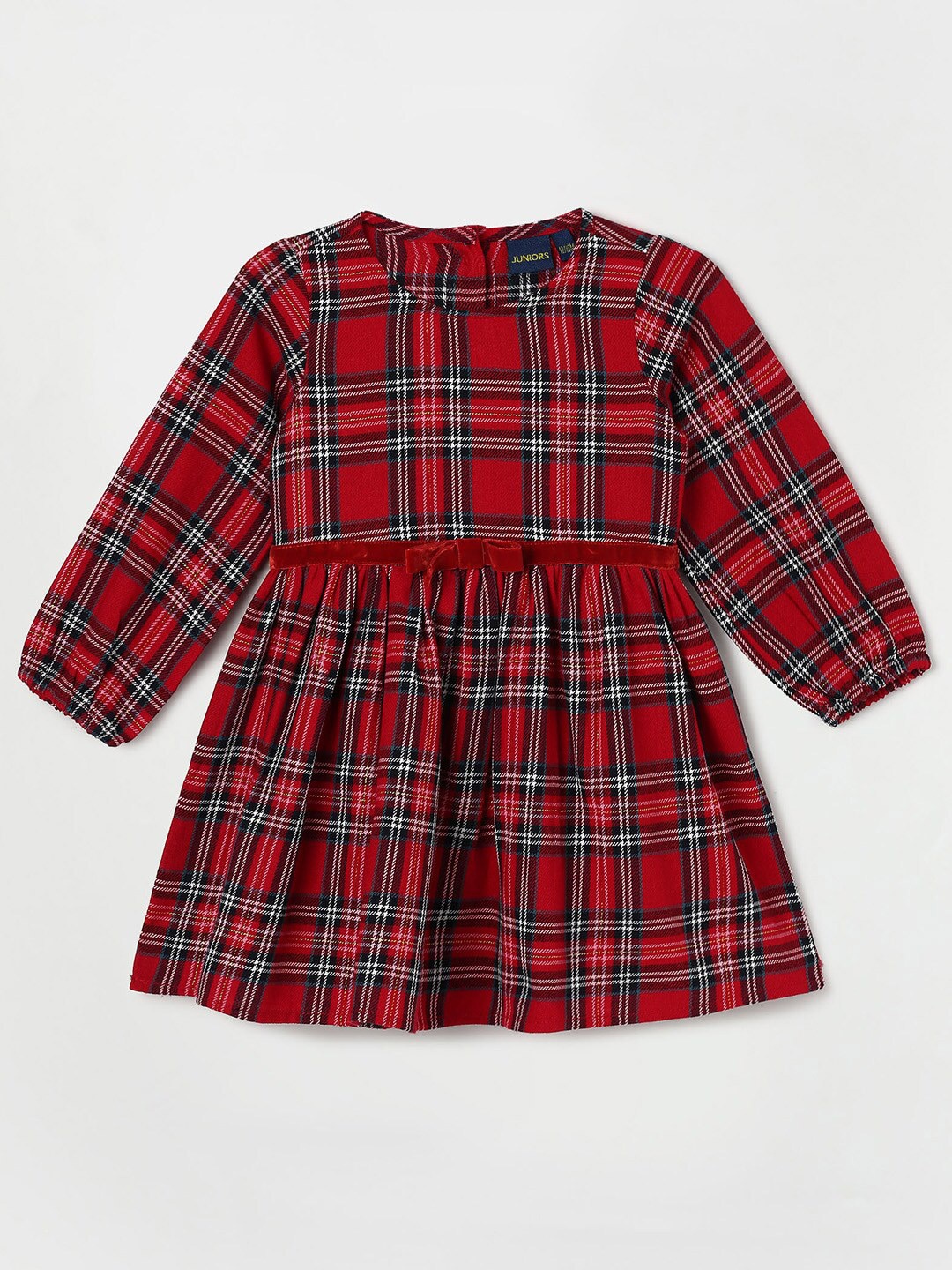 

Juniors by Lifestyle Checked A-Line Dress, Red