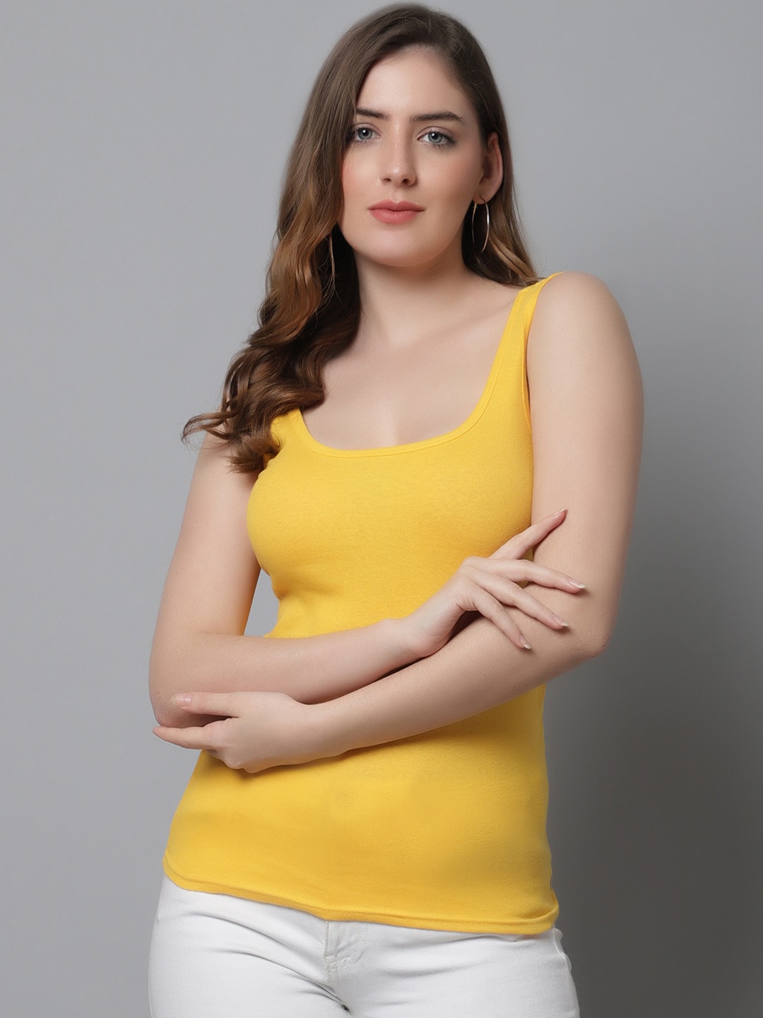 

KEX Women Scoop Neck Non padded Camisole, Yellow