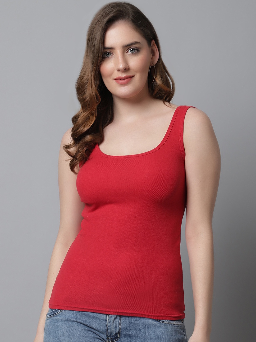 

KEX Women Scoop Neck Non padded Camisole, Red