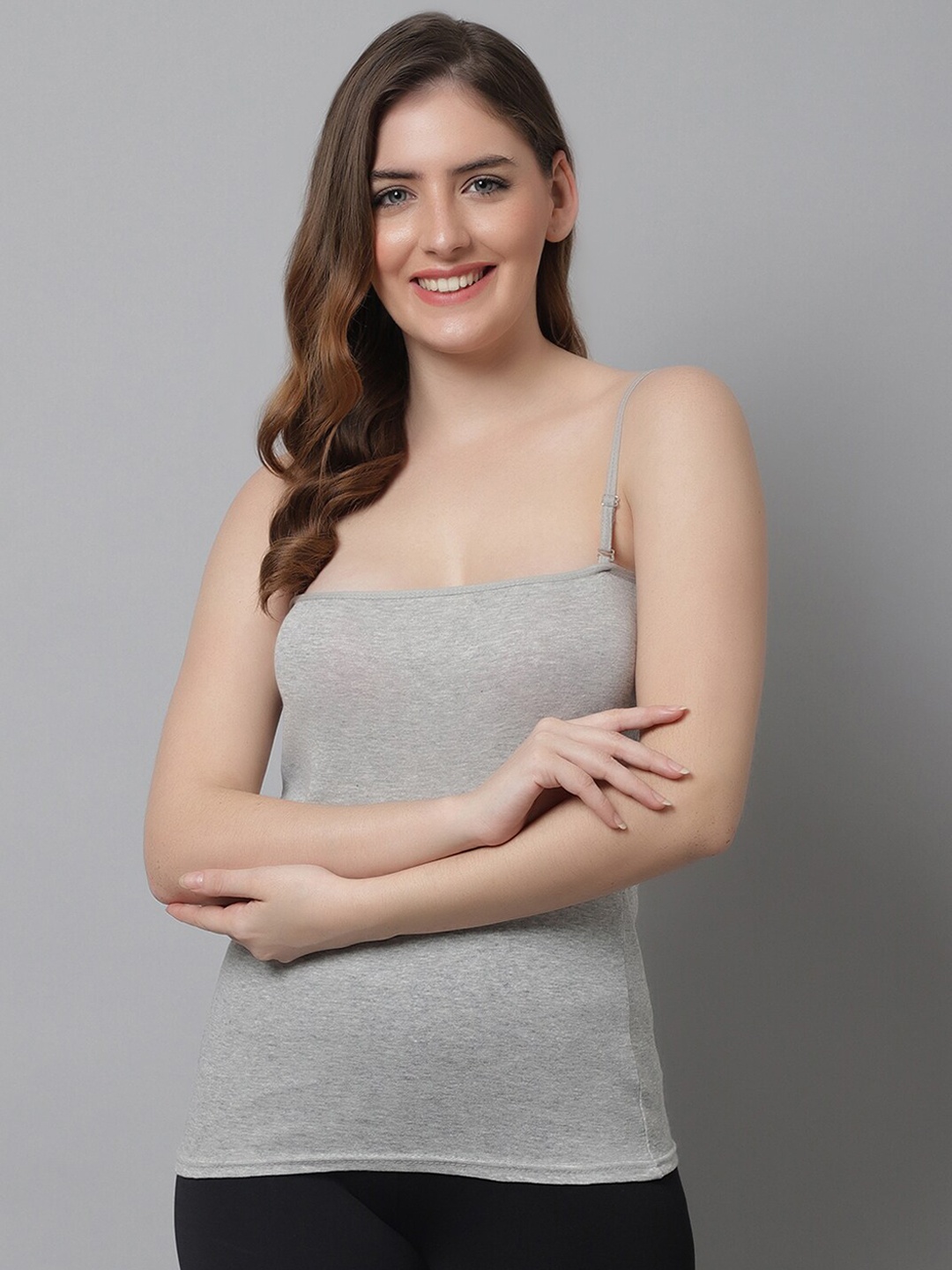 

KEX Women Adjustable Sphagetti Camisole, Grey