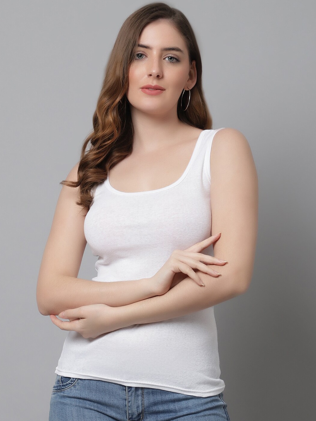 

KEX Women Scoop Neck Non padded Camisole, White