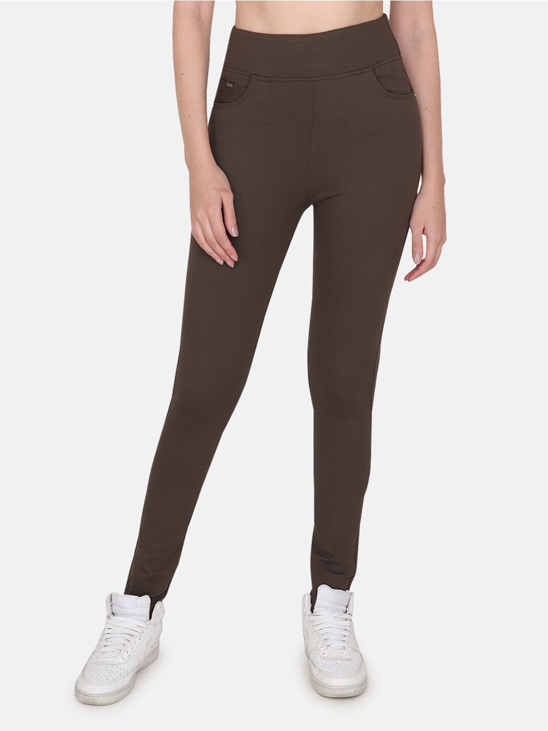 

Albion Women Stretchble Relaxed Fit Cotton Jeggings, Brown