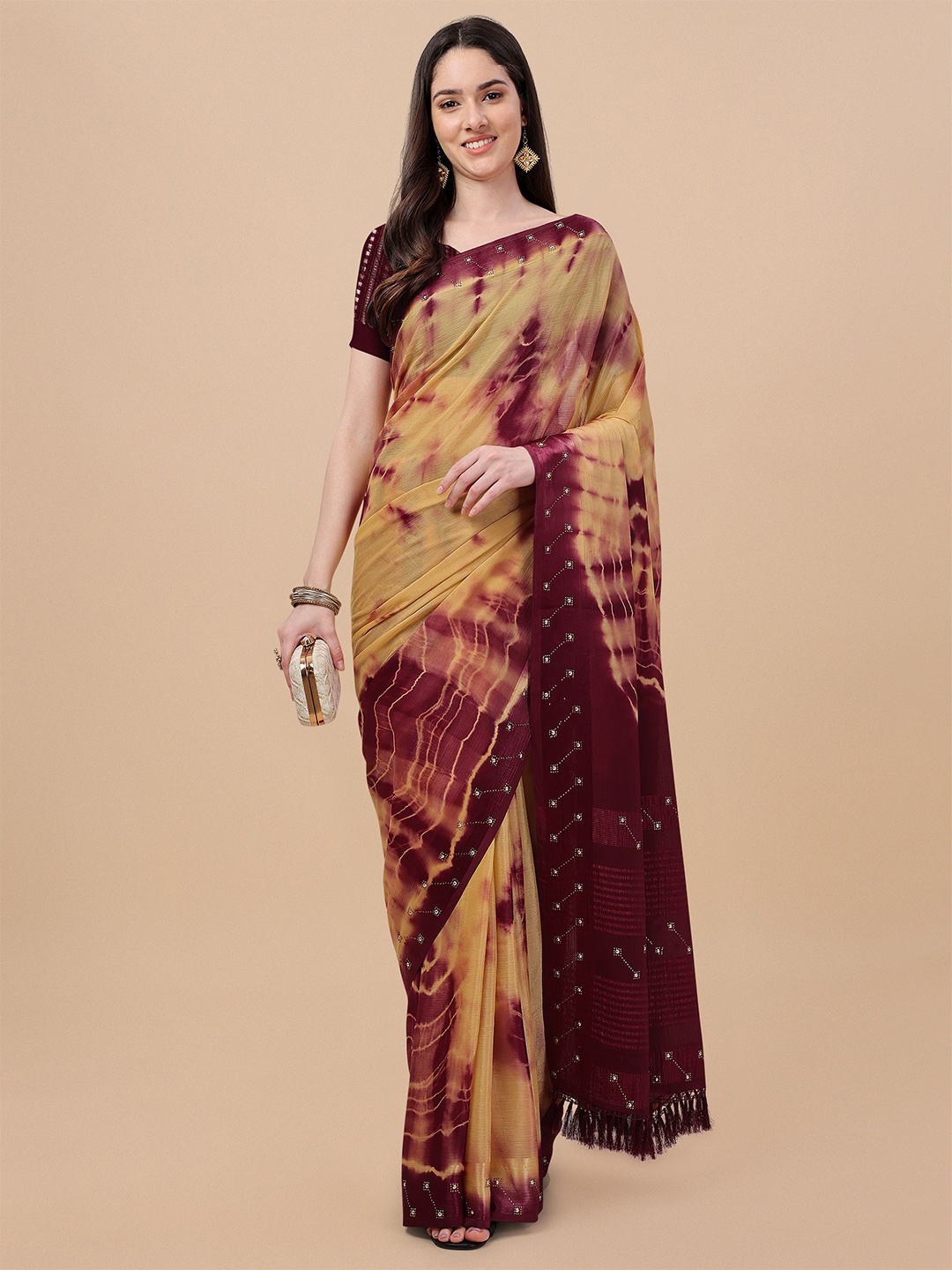 

Mitera Tie and Dye Saree, Beige