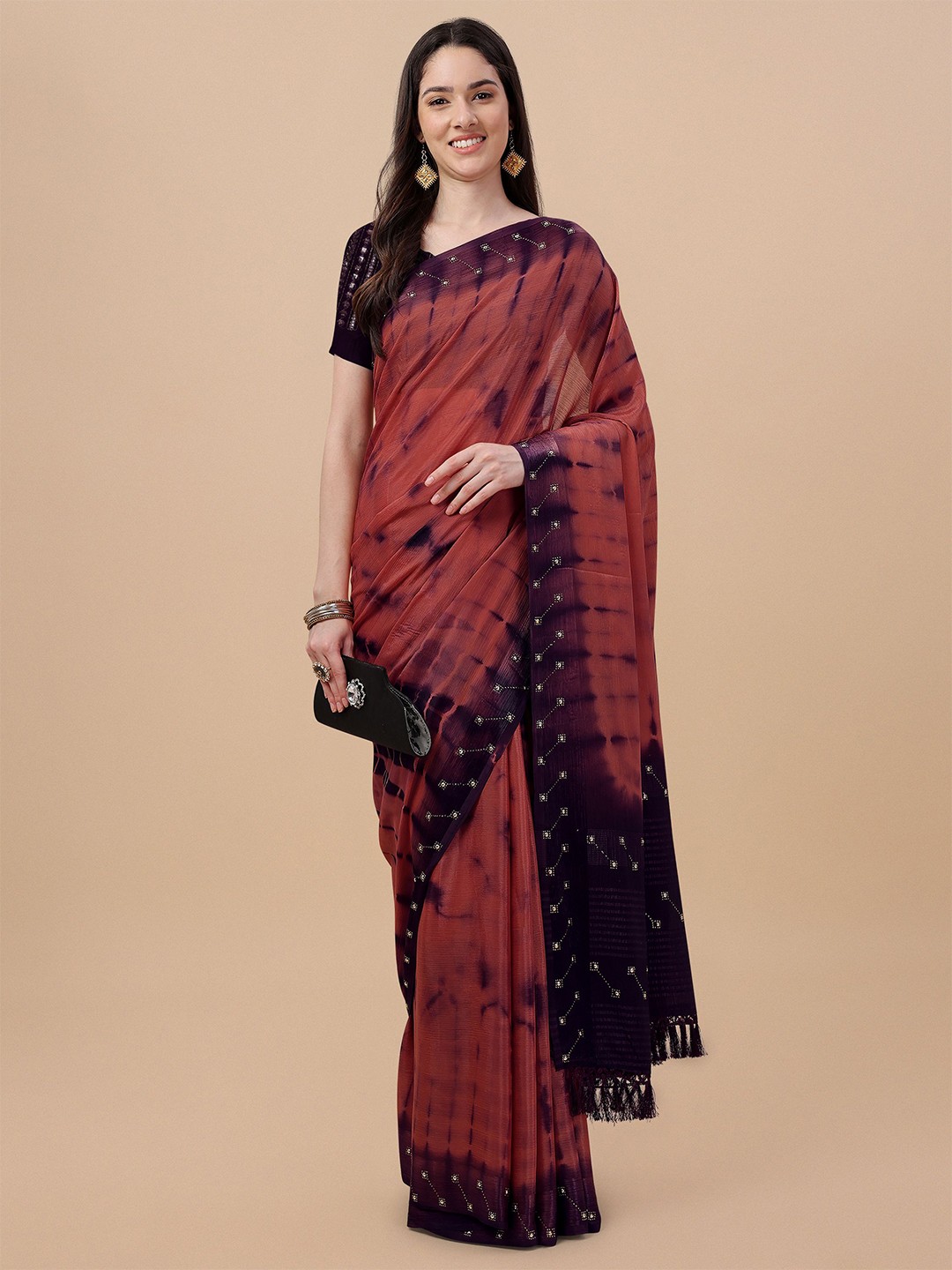 

Mitera Tie and Dye Saree, Peach