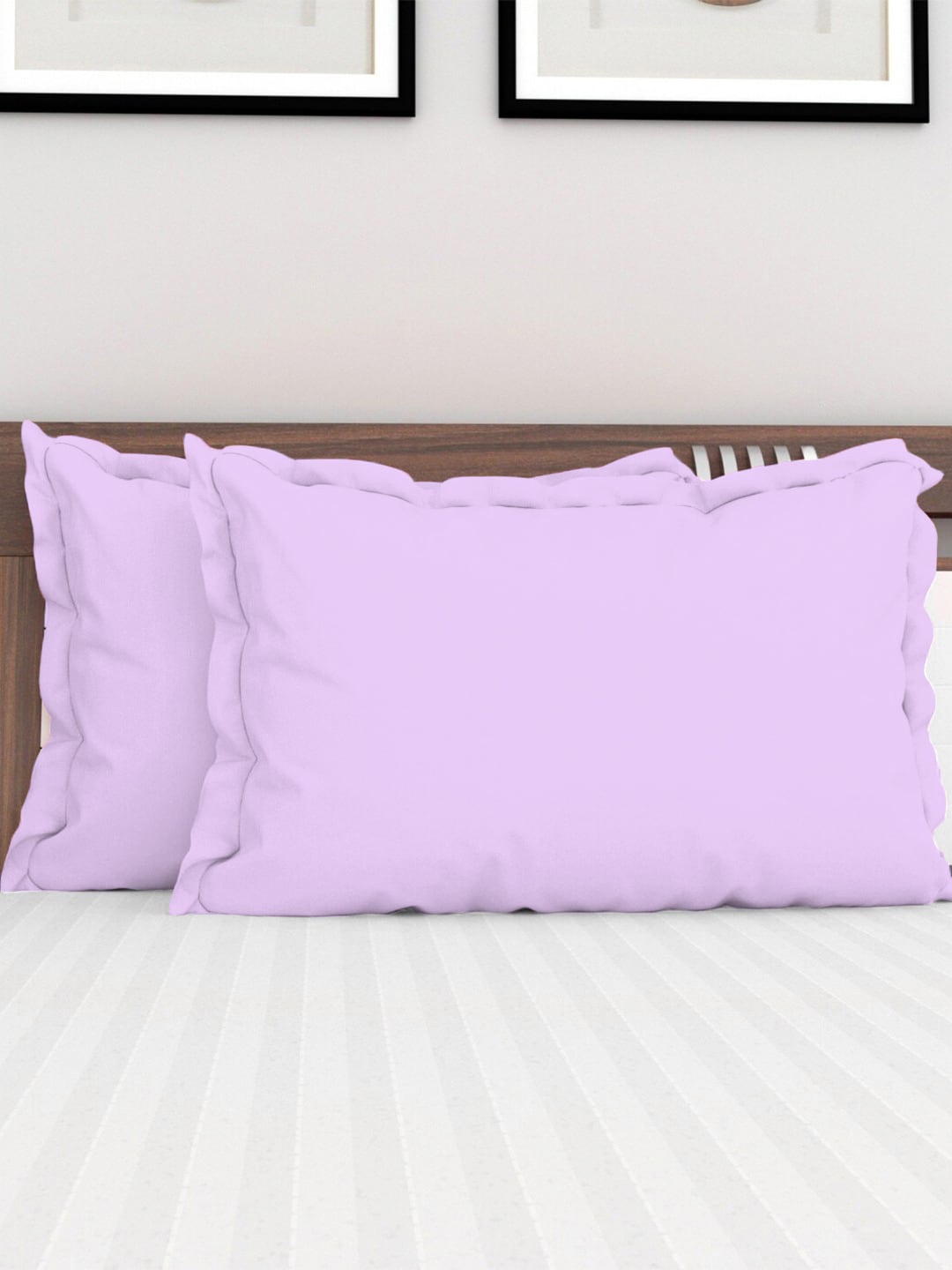 

PIZUNA LINENS Set Of 2 Pure Cotton Pillow Covers, Lavender