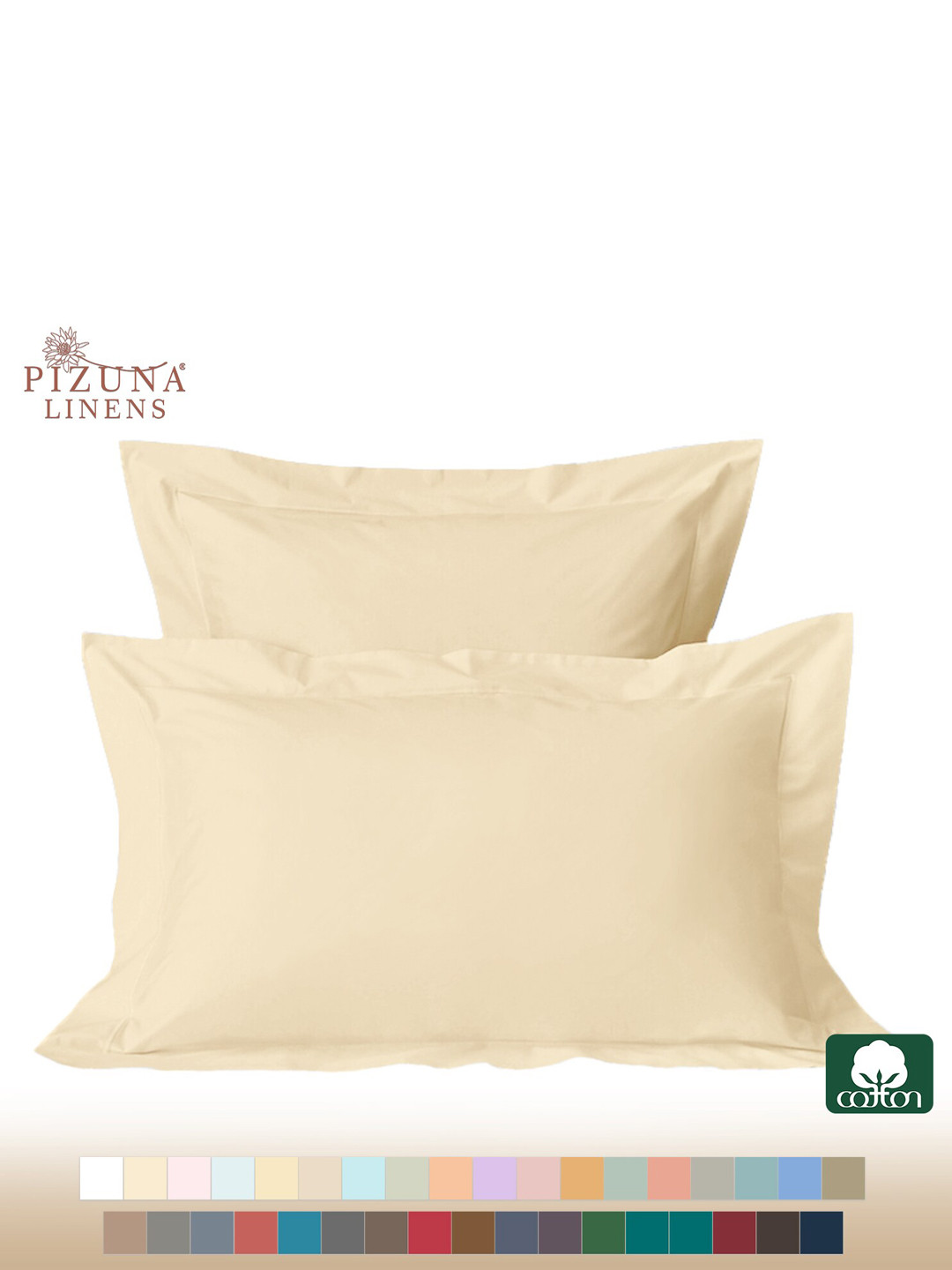 

PIZUNA LINENS Set Of 2 Pure Cotton 400 TC Pillow Covers, Cream