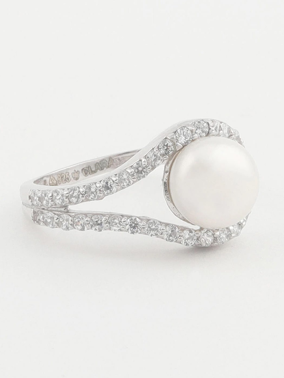 

Clara Women 925 Sterling Silver & Rhodium-Plated Pearls Studded Finger Ring, White