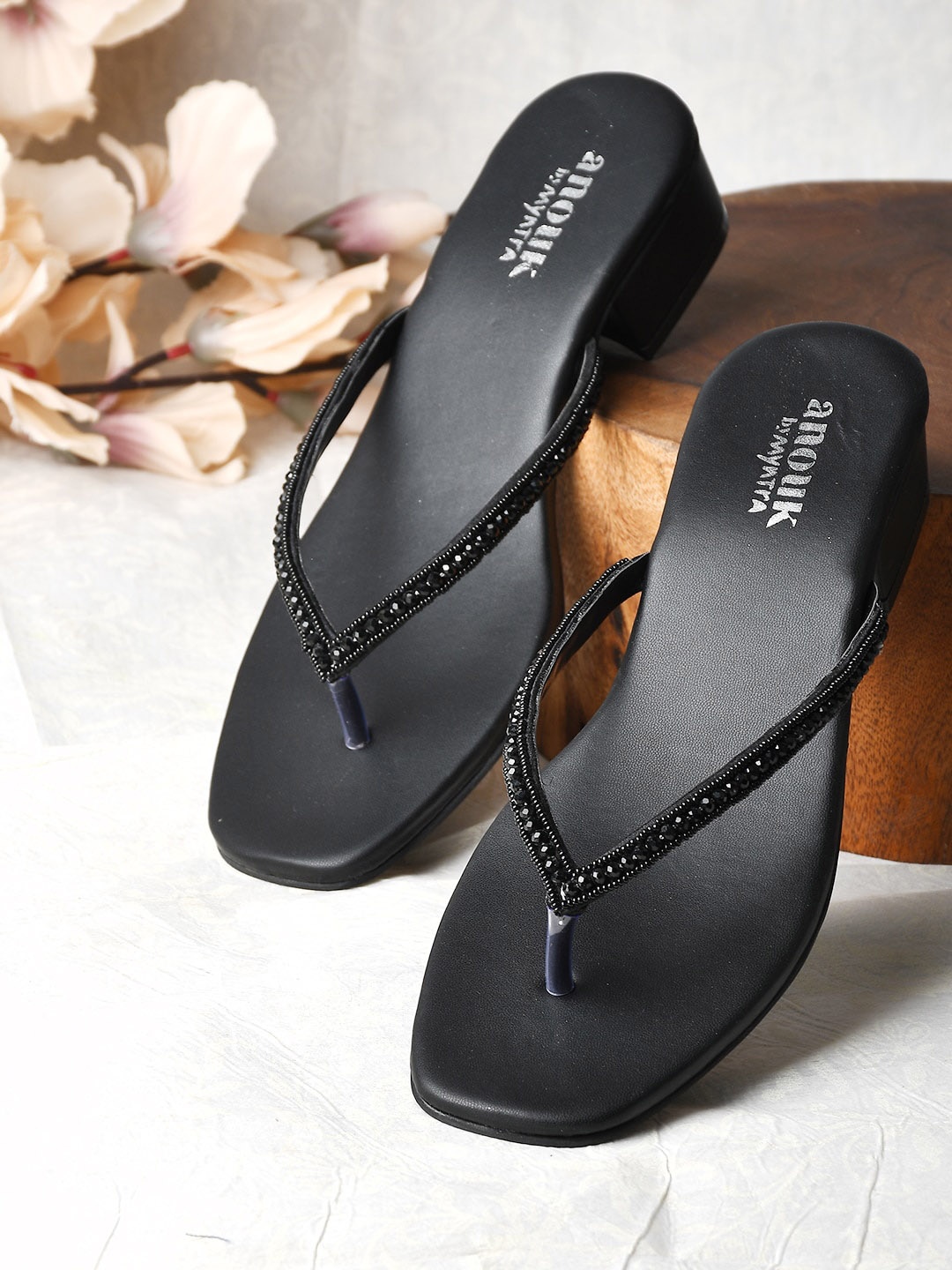 

Anouk Embellished Block Heels, Black