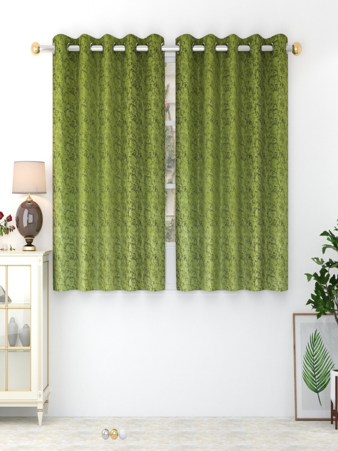 

Homefab India Green Set Of 2 Room Darkening Window Curtains 5 Feet