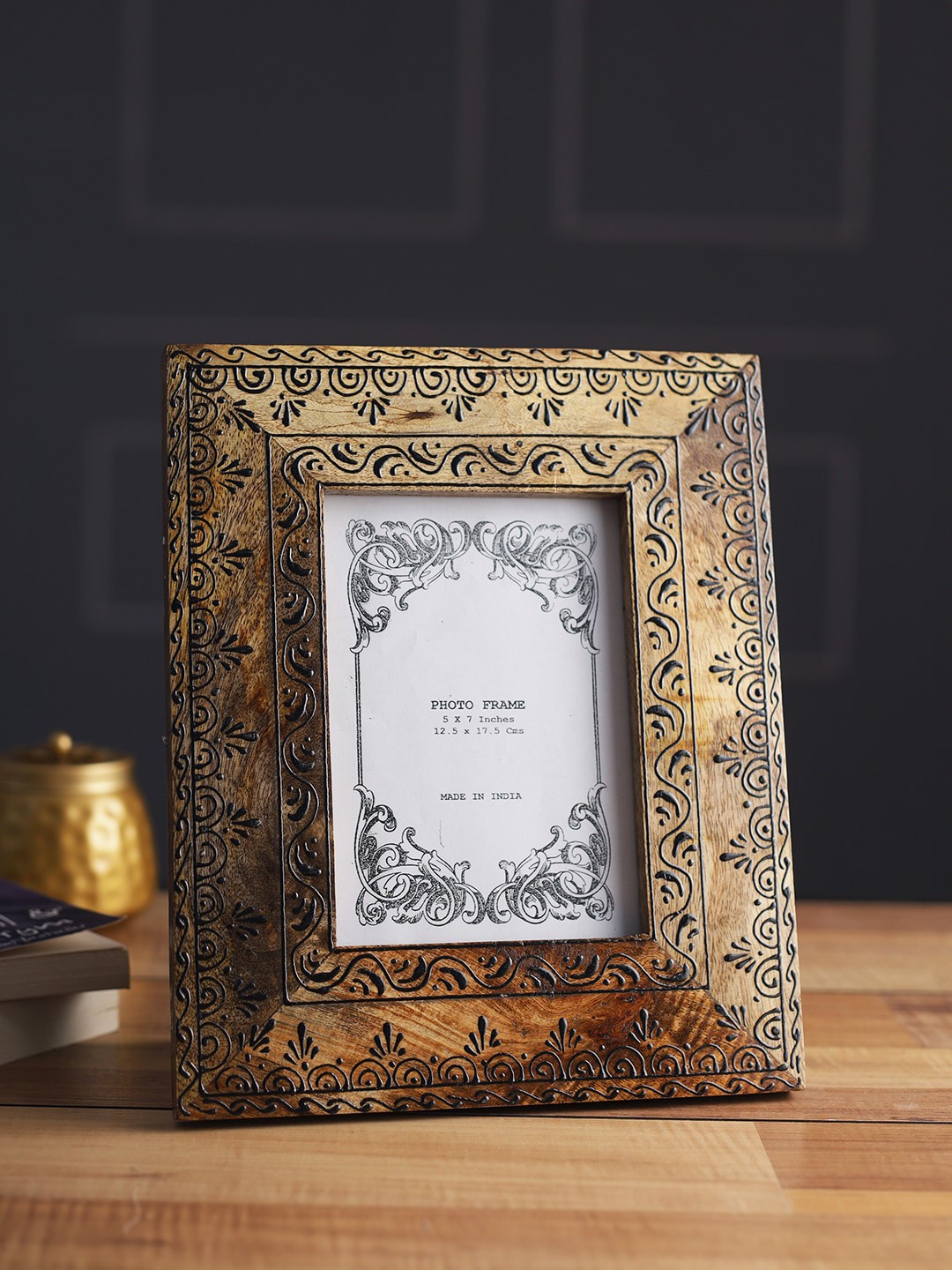 

Aapno Rajasthan Brown & Black Textured Wooden Photo Frame